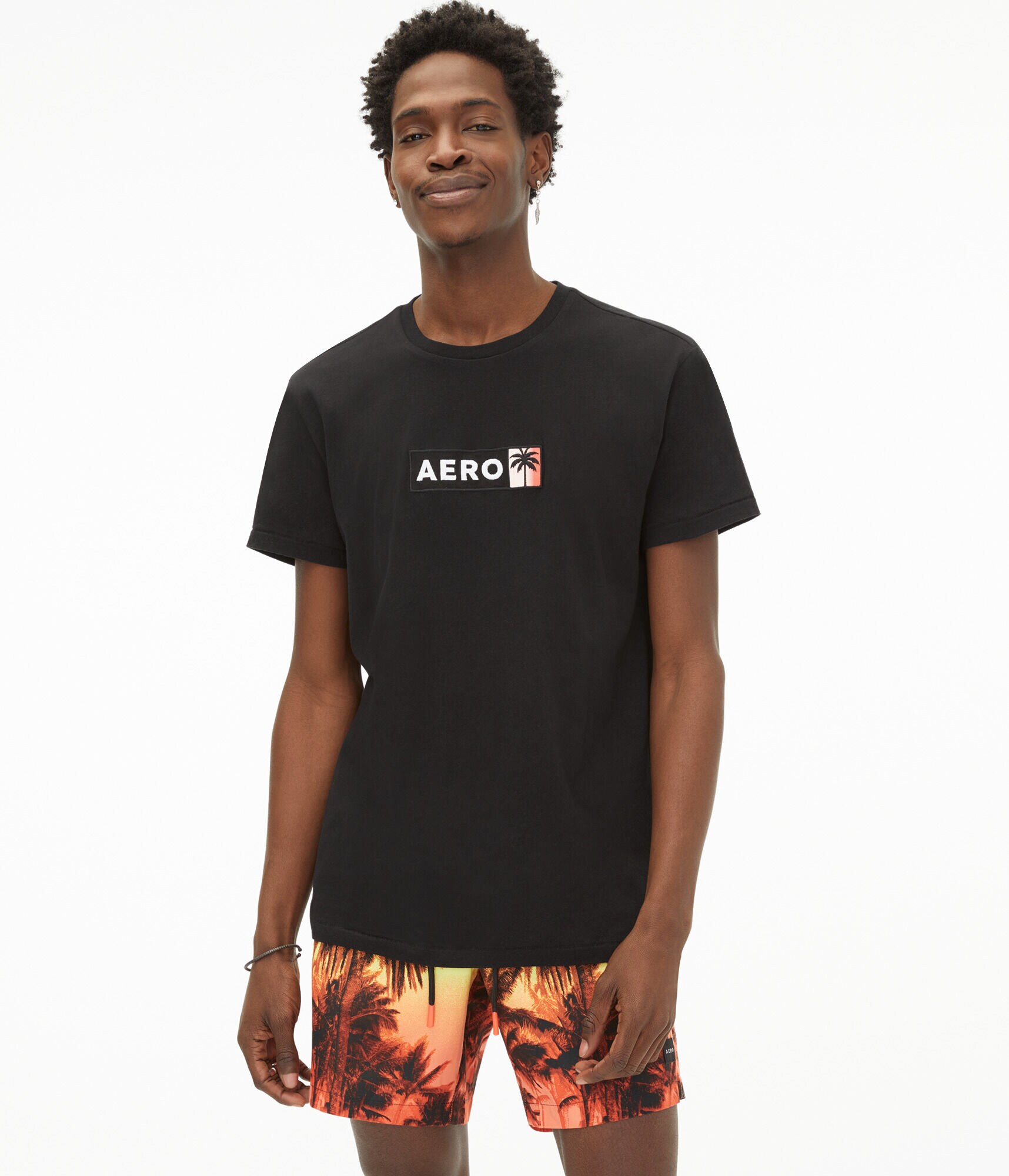 Aero Palm Tree Box Logo Appliqu&eacute; Graphic Tee