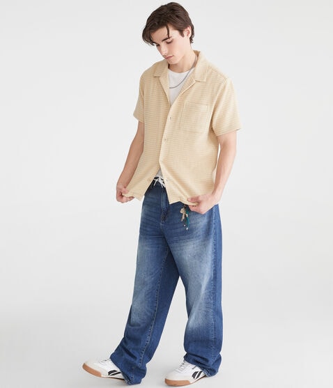 Short Sleeve Textured Stripe Shirt