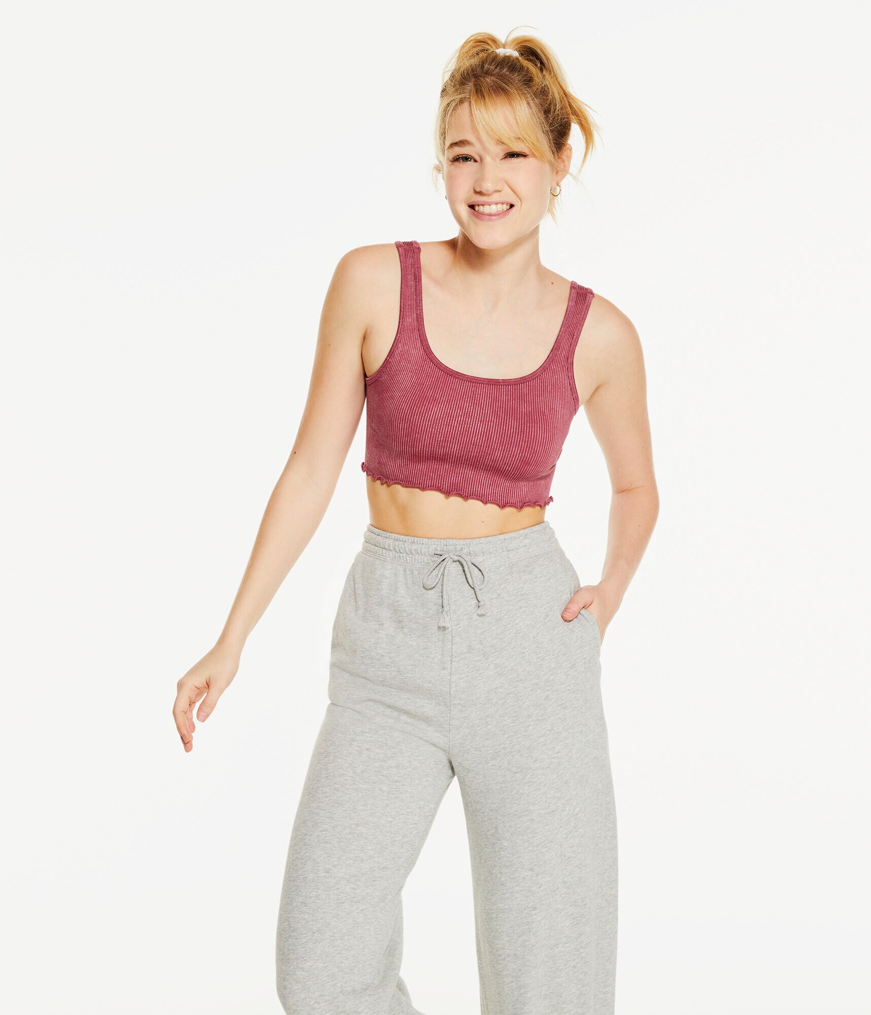 Acid Wash Seamless Square-Neck Cropped Tank