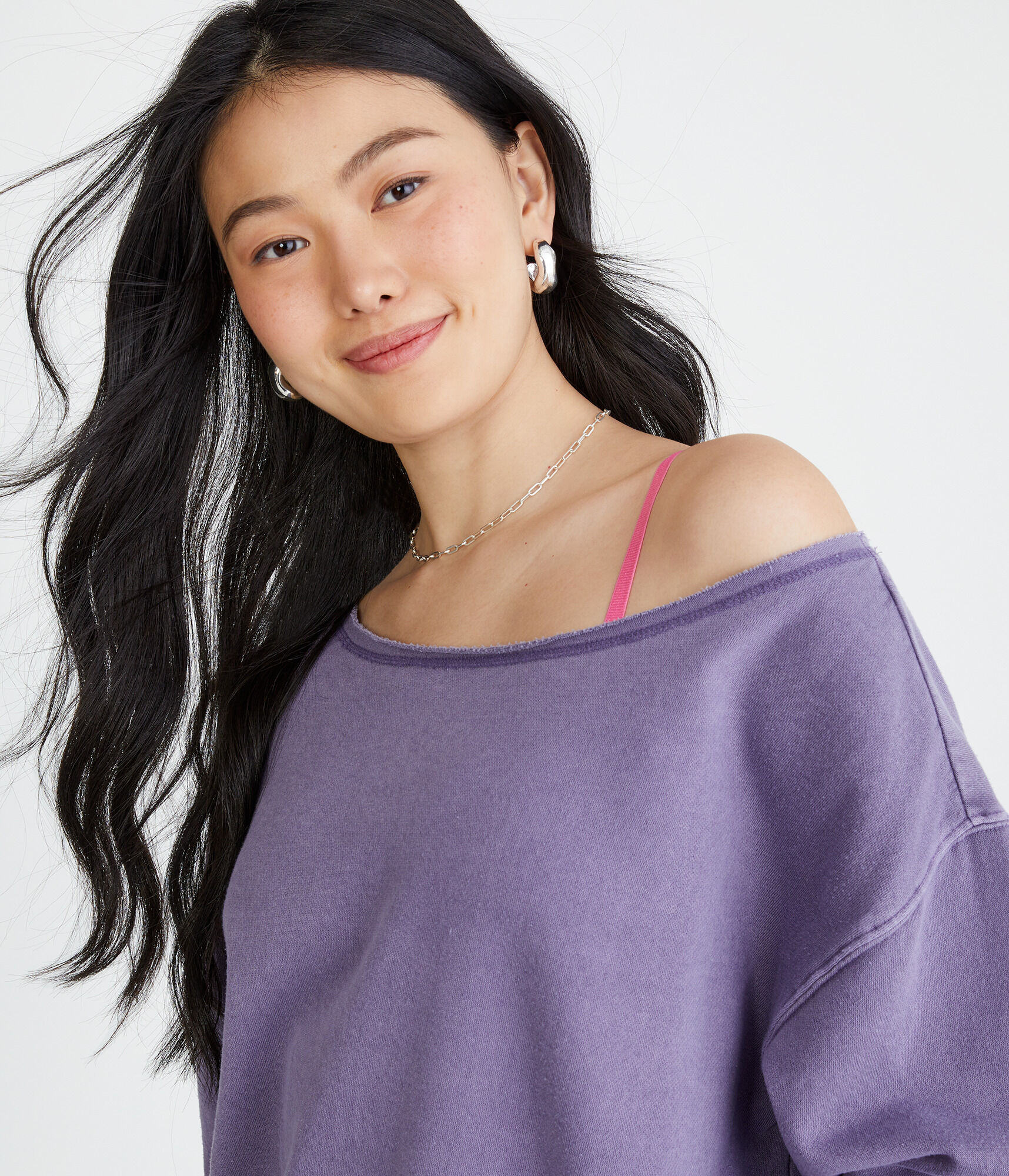 Washed Off-The-Shoulder Sweatshirt