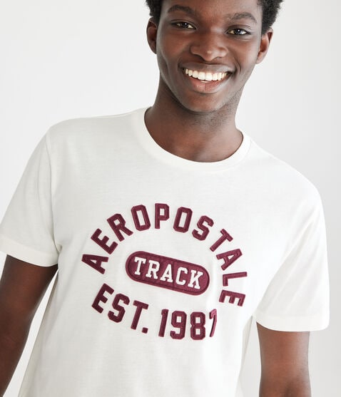 Aeropostale Track Appliqué Graphic Tee Aeropostale Track Appliqué Graphic Tee