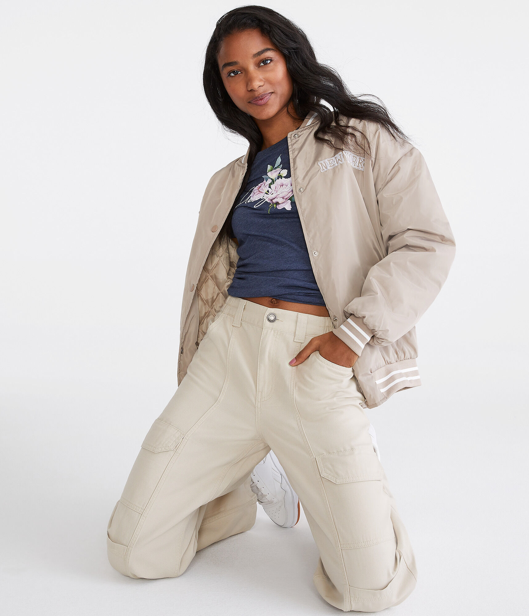 Aeropostale Embroidered Floral Graphic Tee