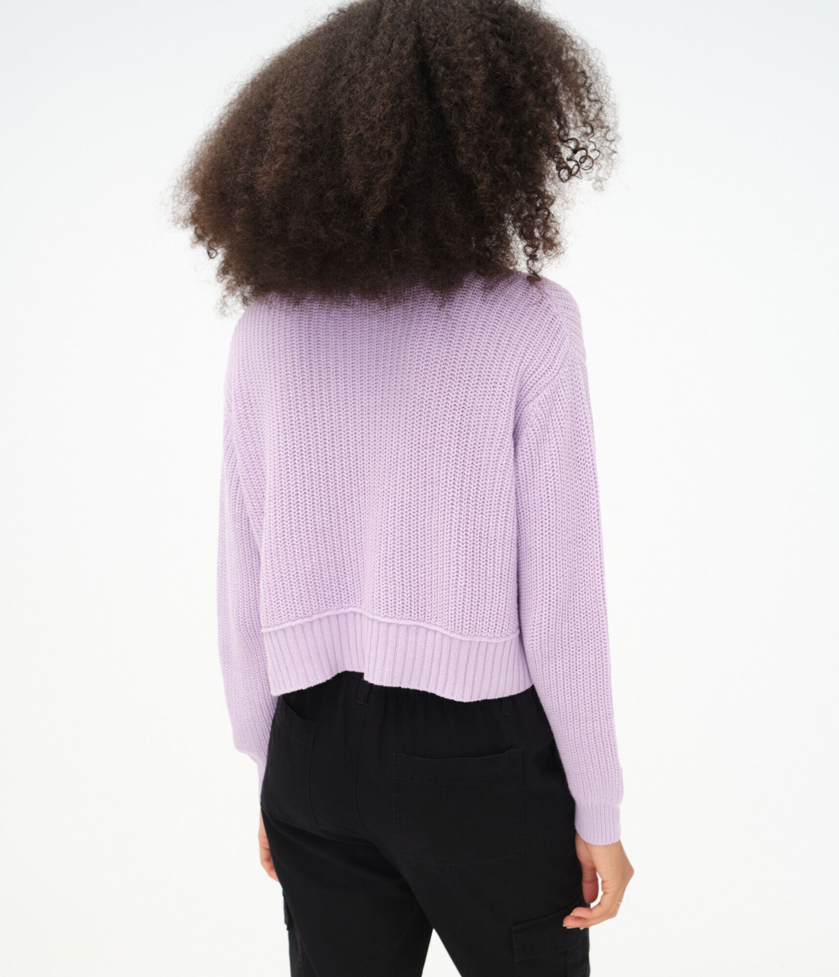 Ribbed Cropped Mock-Neck Sweater
