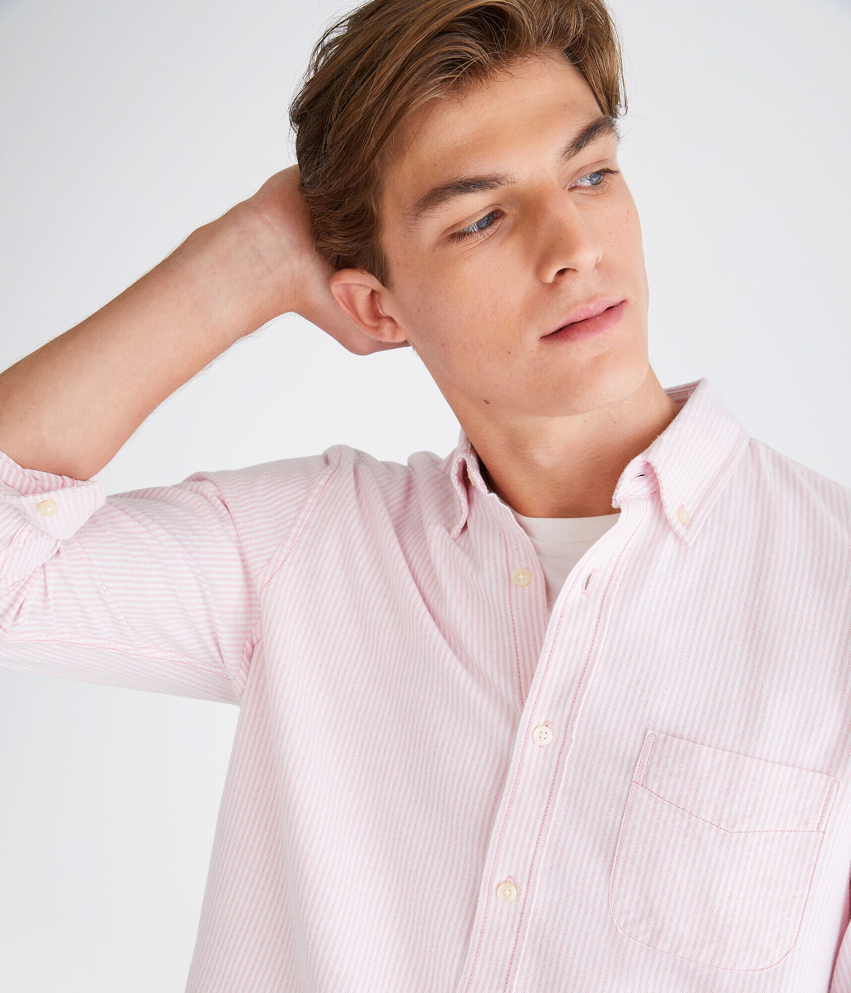 Long Sleeve Striped Oxford Shirt