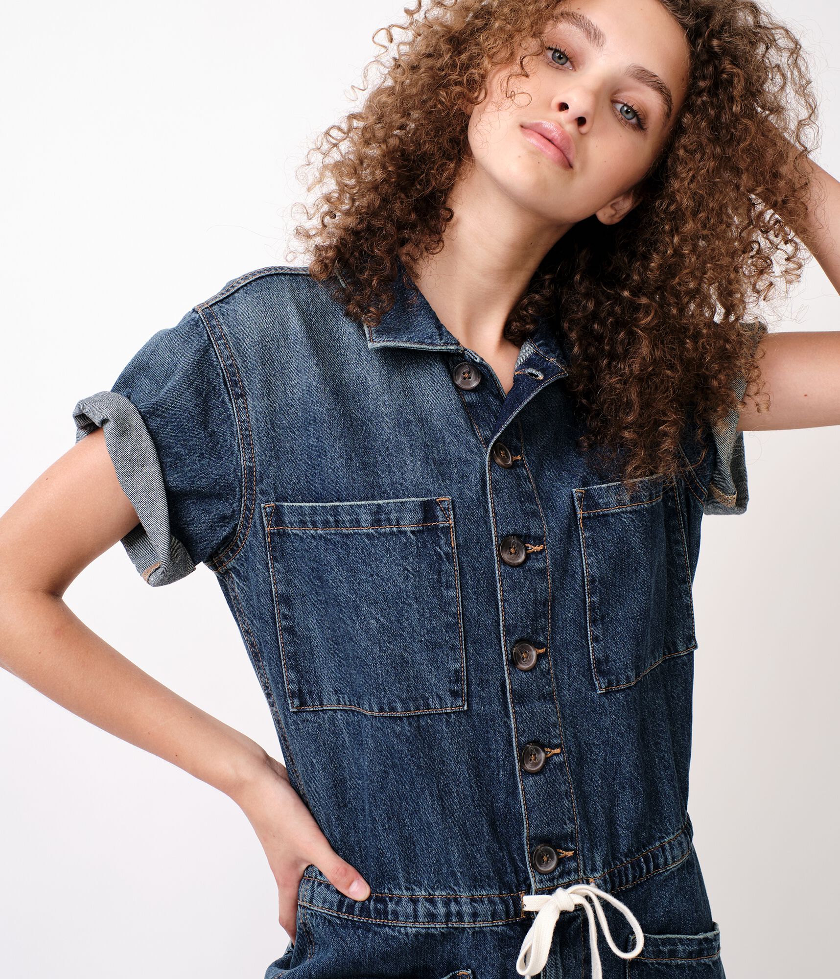 Denim Flight Suit Romper