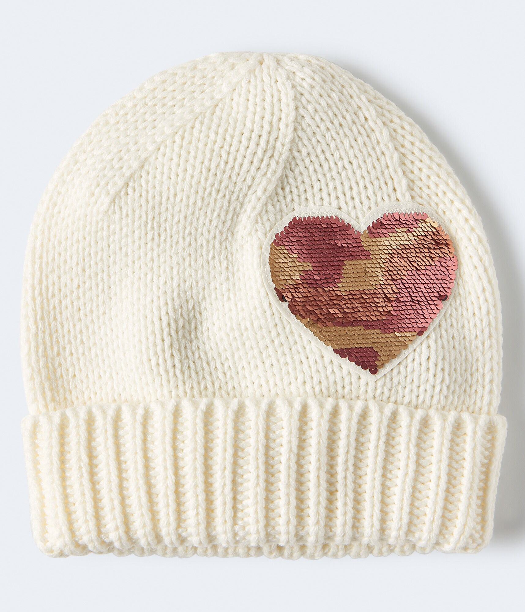 Sequined Heart Beanie