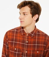 Long Sleeve Relaxed Washed Plaid Flannel Shirt