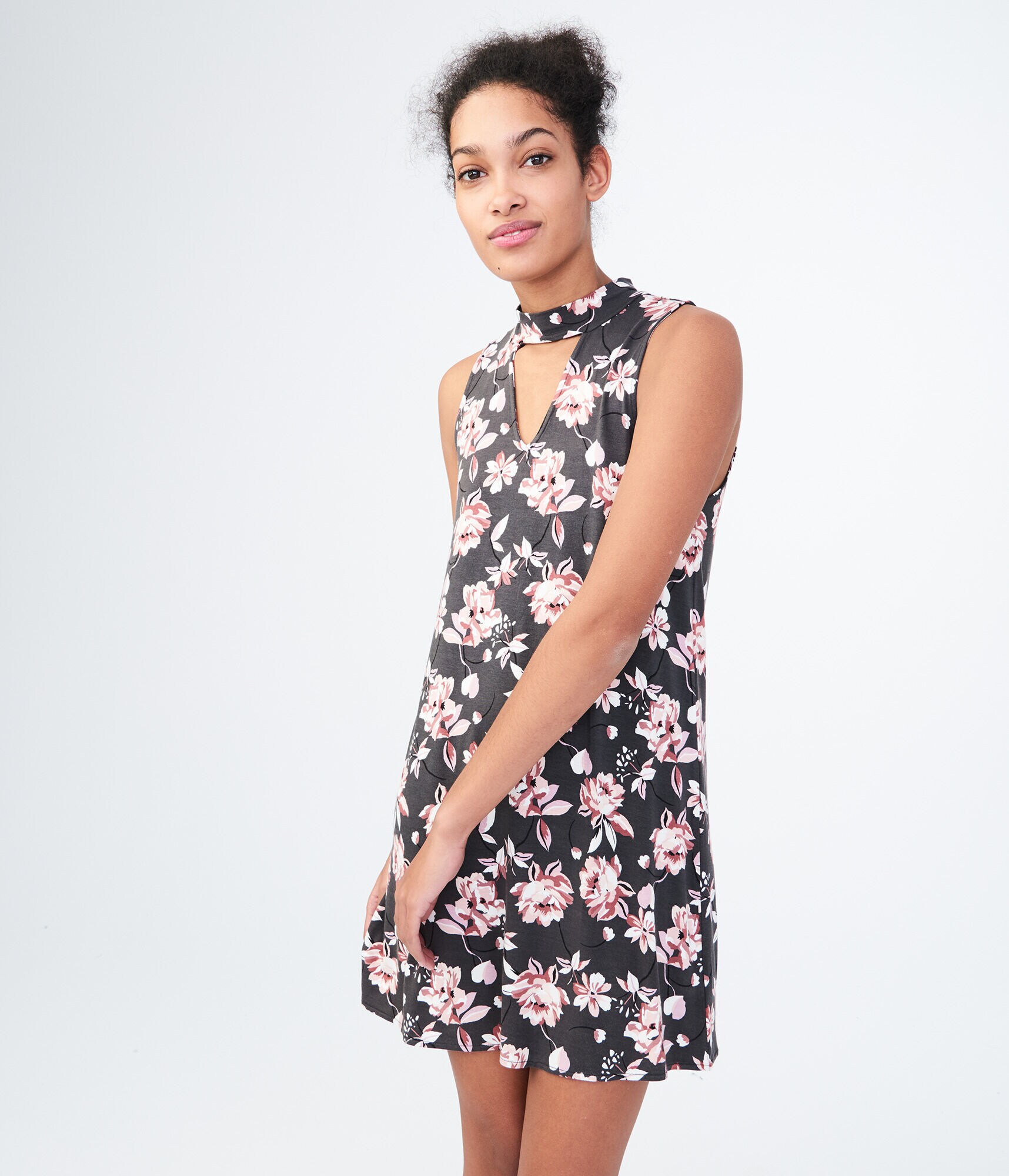 Floral Choker Swing Dress