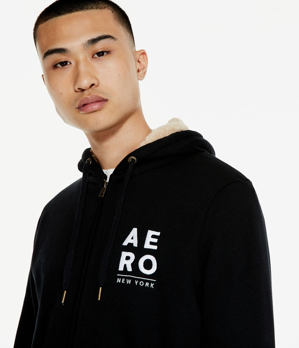 Aero New York Sherpa-Lined Full-Zip Hoodie