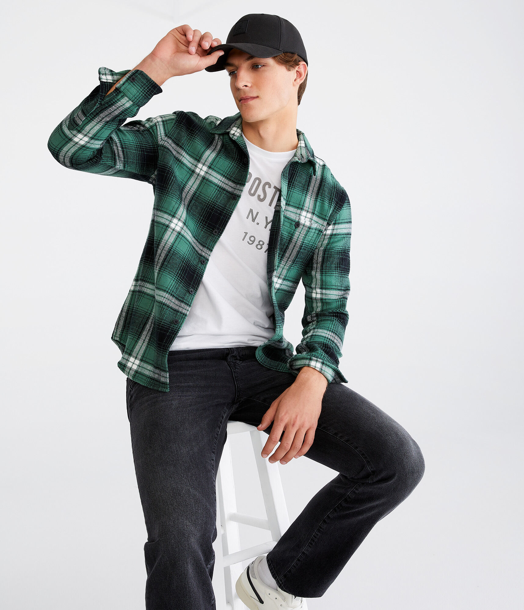 Long Sleeve Heavy Plaid Flannel Shirt