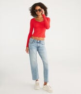 Long Sleeve Ruched Shrunken Tee