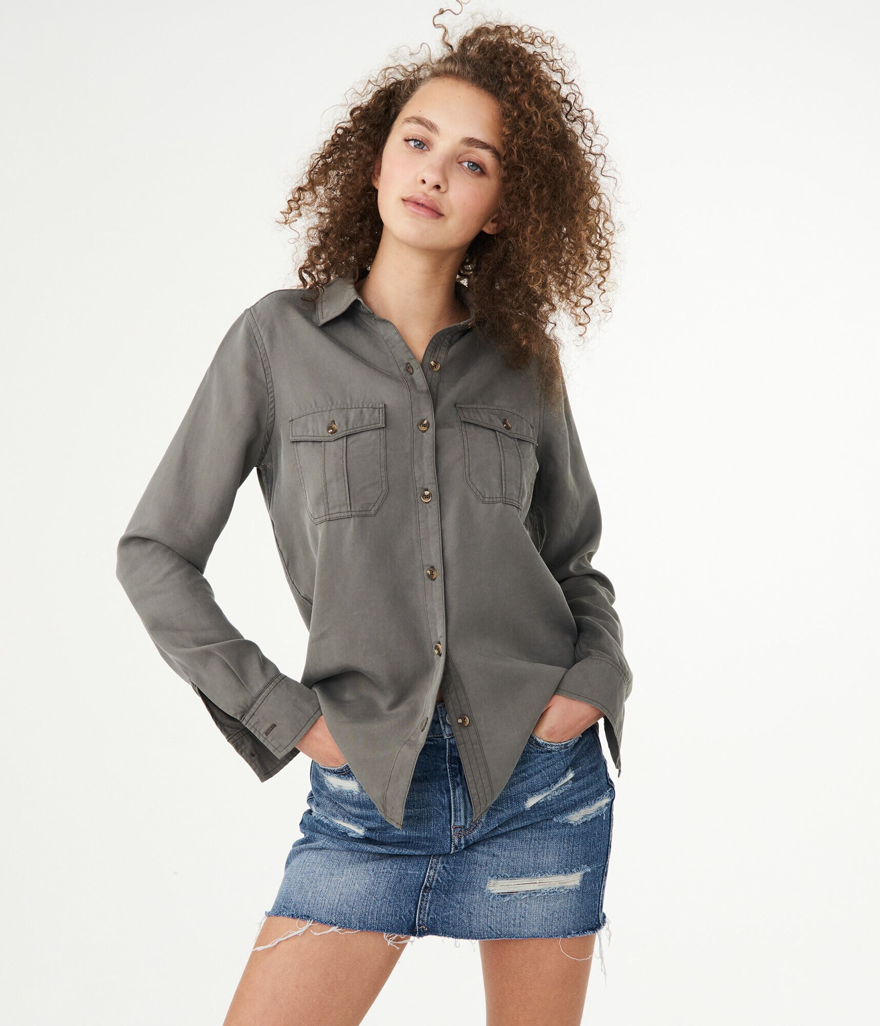 Long Sleeve Utility Button-Down Shirt