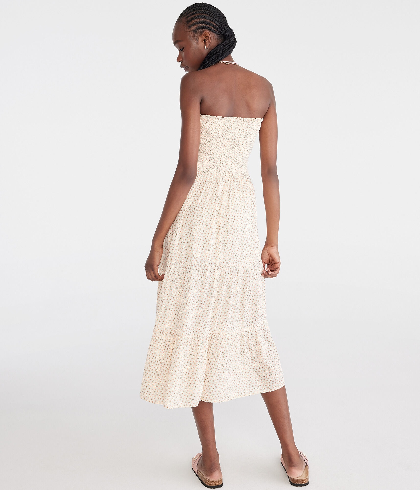 Floral Strapless Smocked Maxi Dress