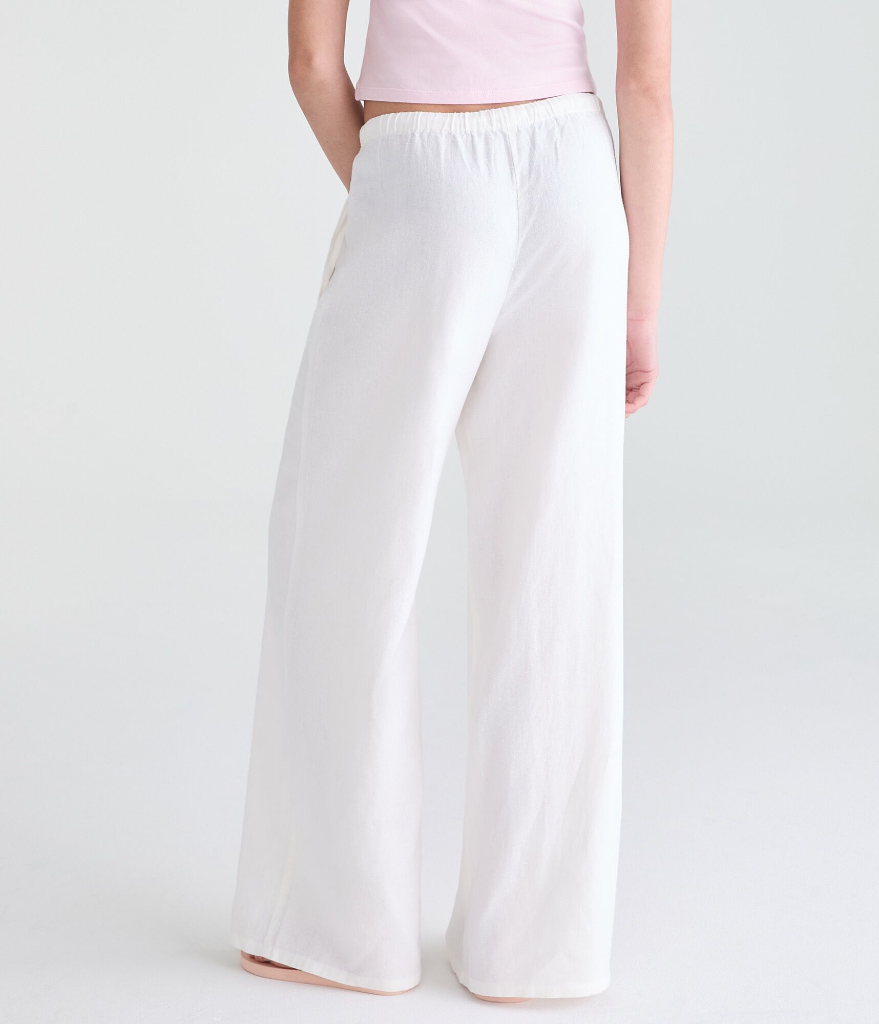 Low-Rise Drawstring Linen Pants