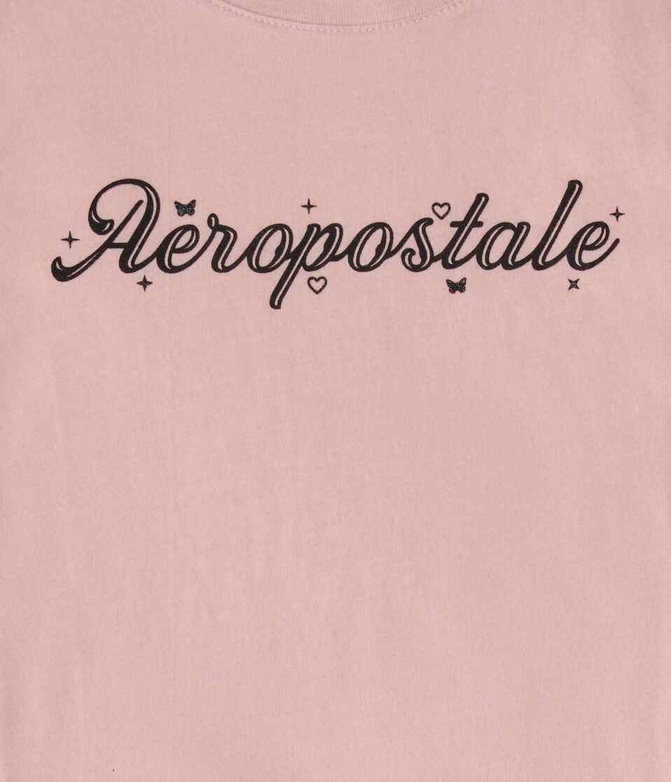 Aeropostale Script Glitter Graphic Tee
