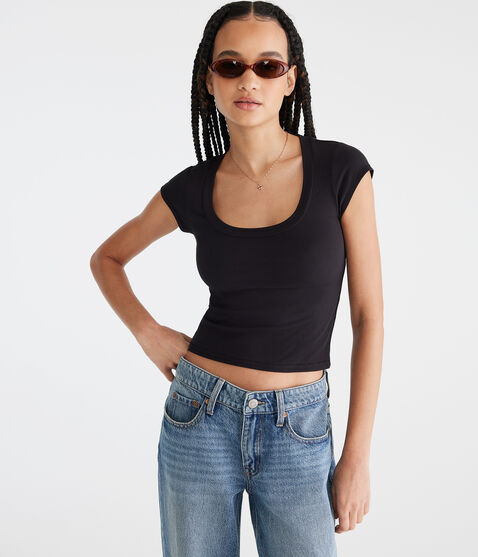 Seriously Soft Ribbed Scoop-Neck Baby Tee Seriously Soft Ribbed Scoop-Neck Baby Tee