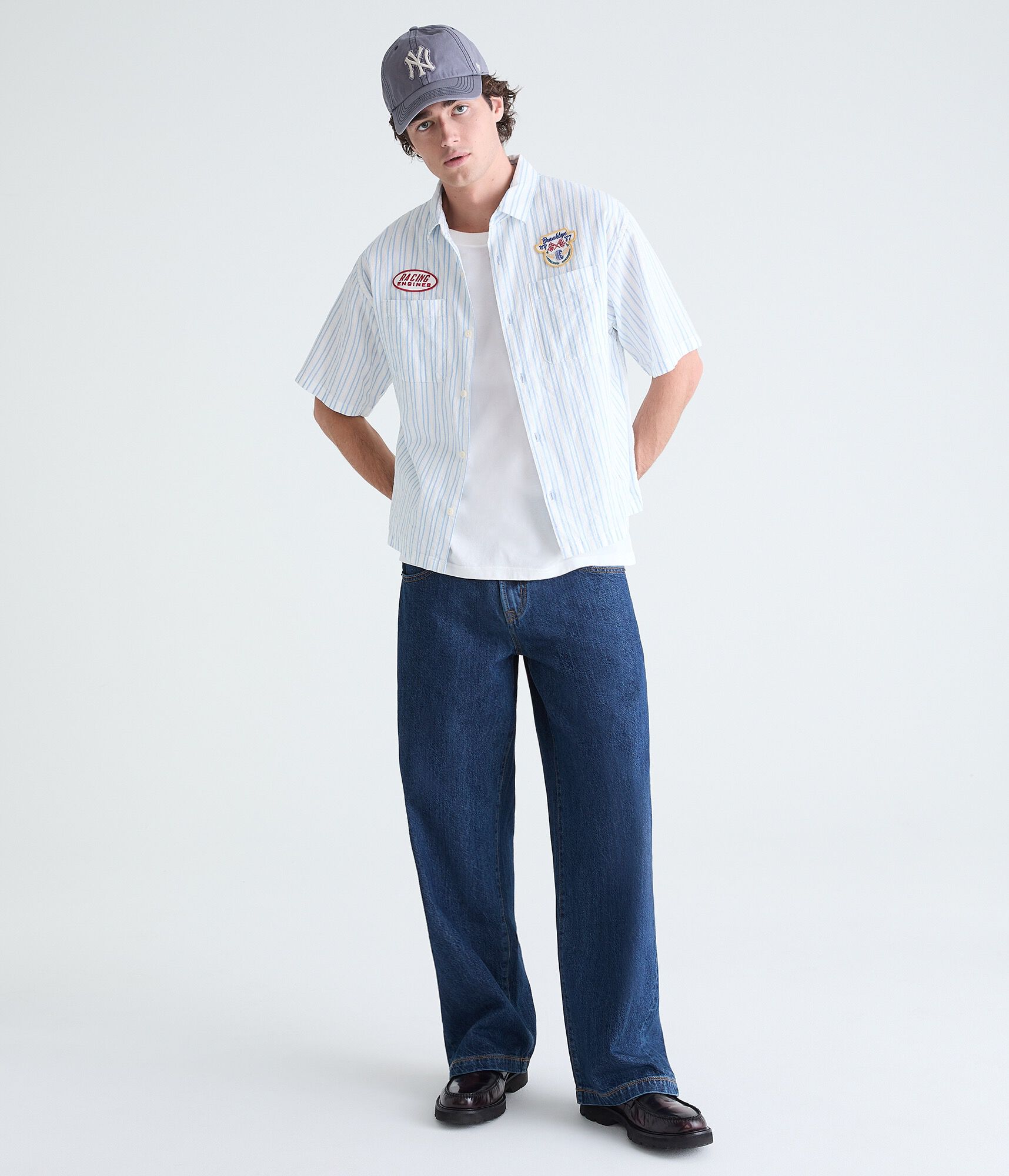 Racing Engines Striped Boxy Shirt