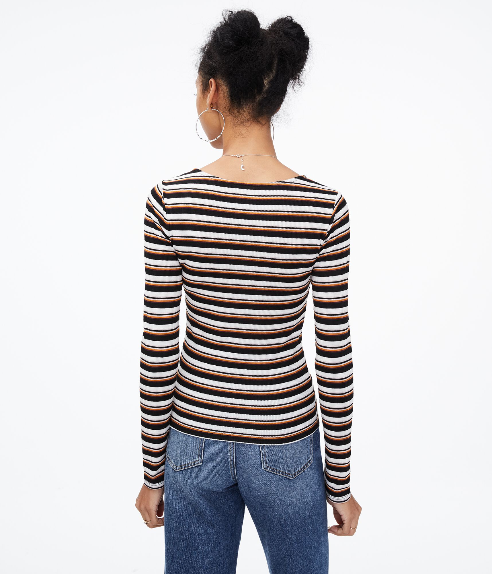 Long Sleeve Seriously Soft Striped Strappy Bodycon Top