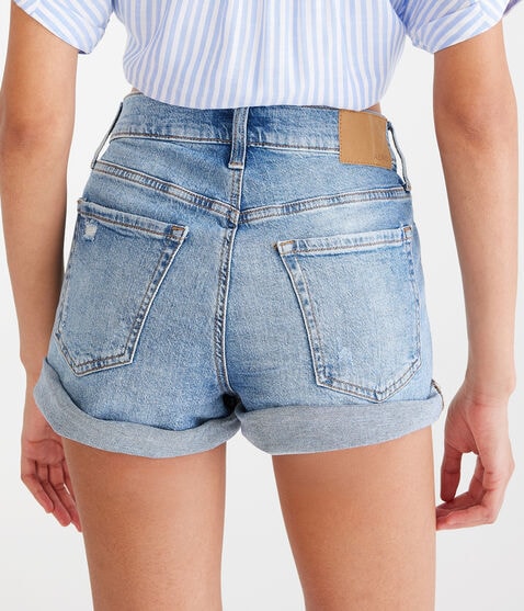 High-Rise Denim Mom Shorts