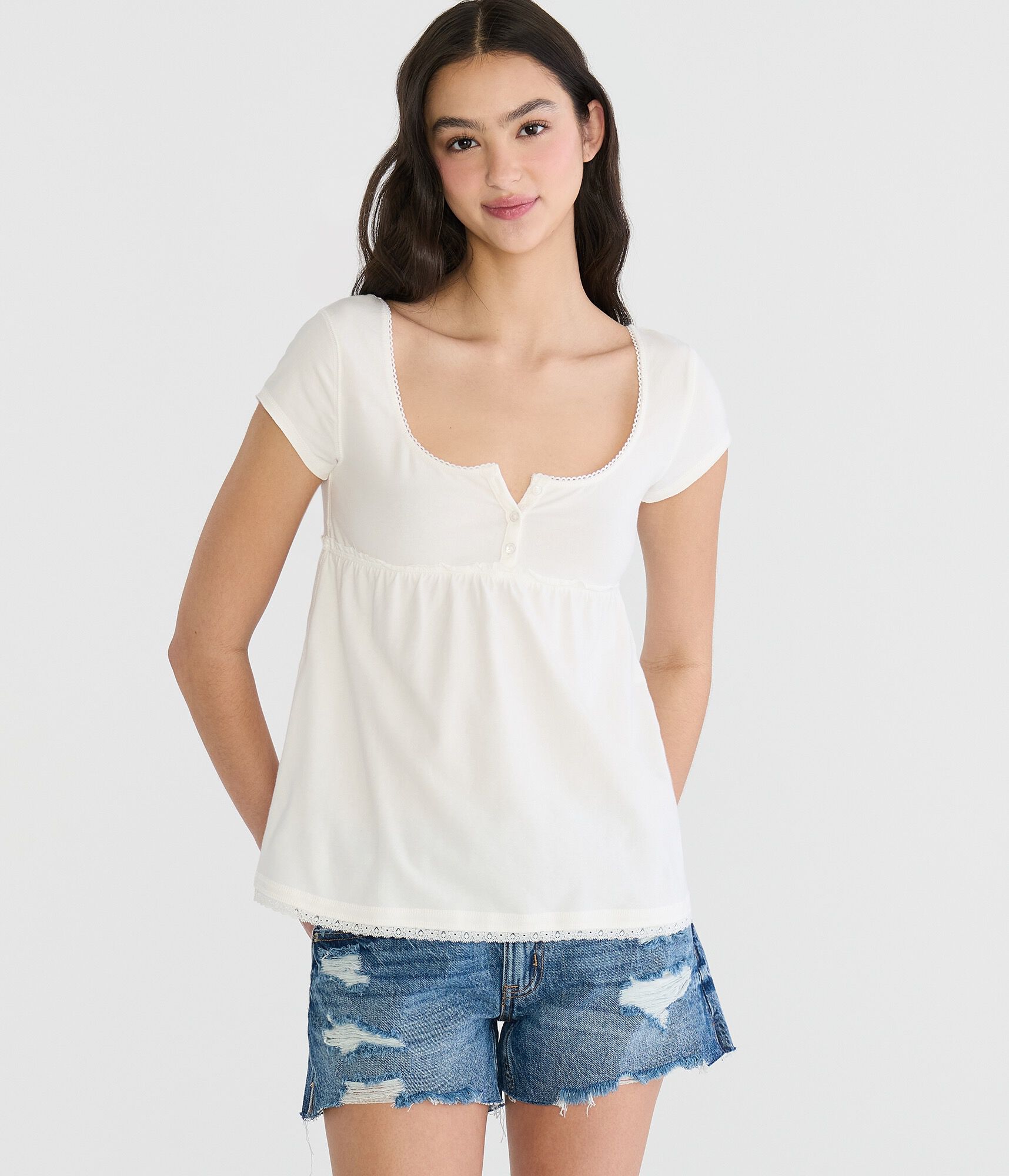Seriously Soft Y2K Babydoll Henley