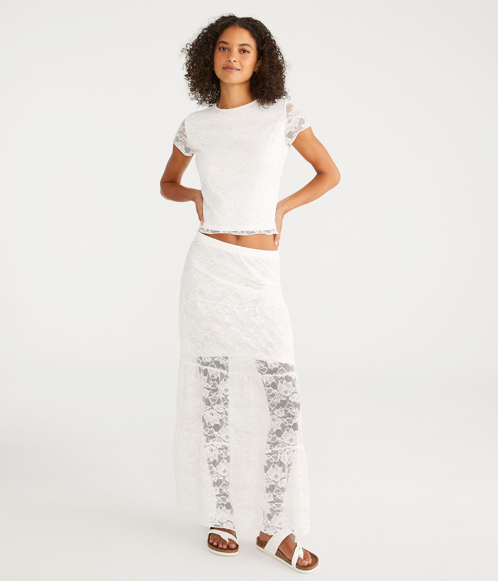 Floral Mesh Lace Maxi Skirt Floral Mesh Lace Maxi Skirt