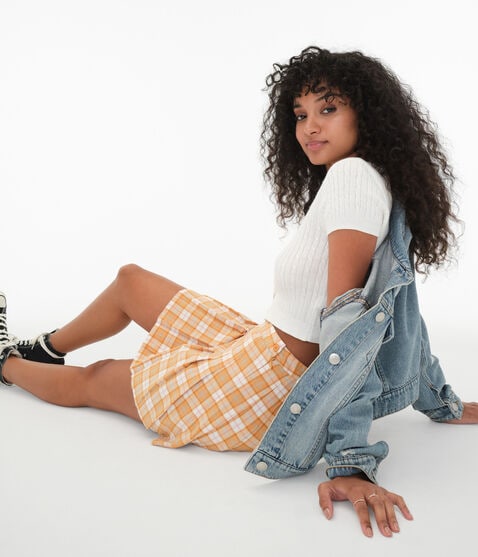 Plaid High-Waisted Tennis Skirt