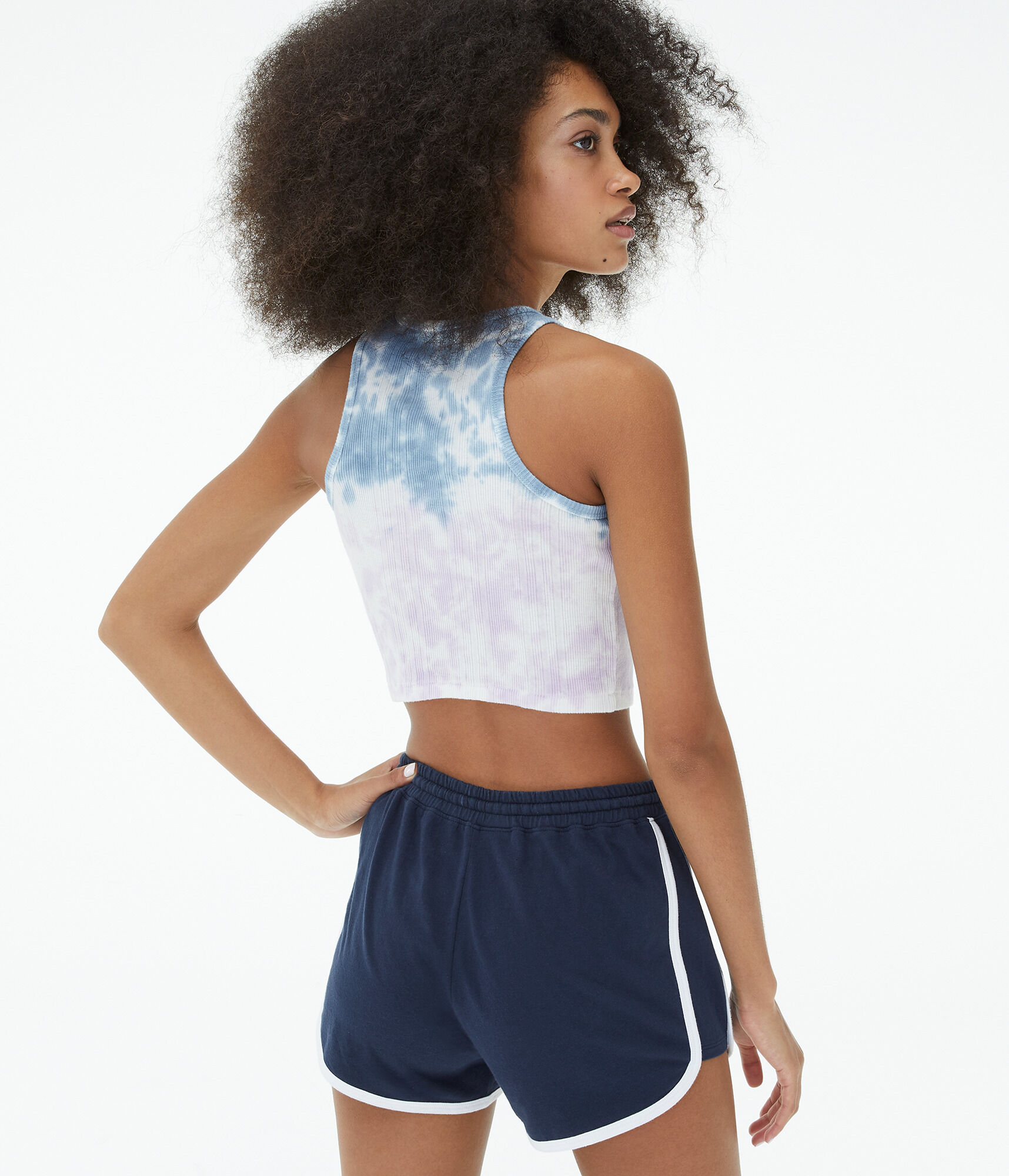 Tie-Dye High-Neck Cropped Tank