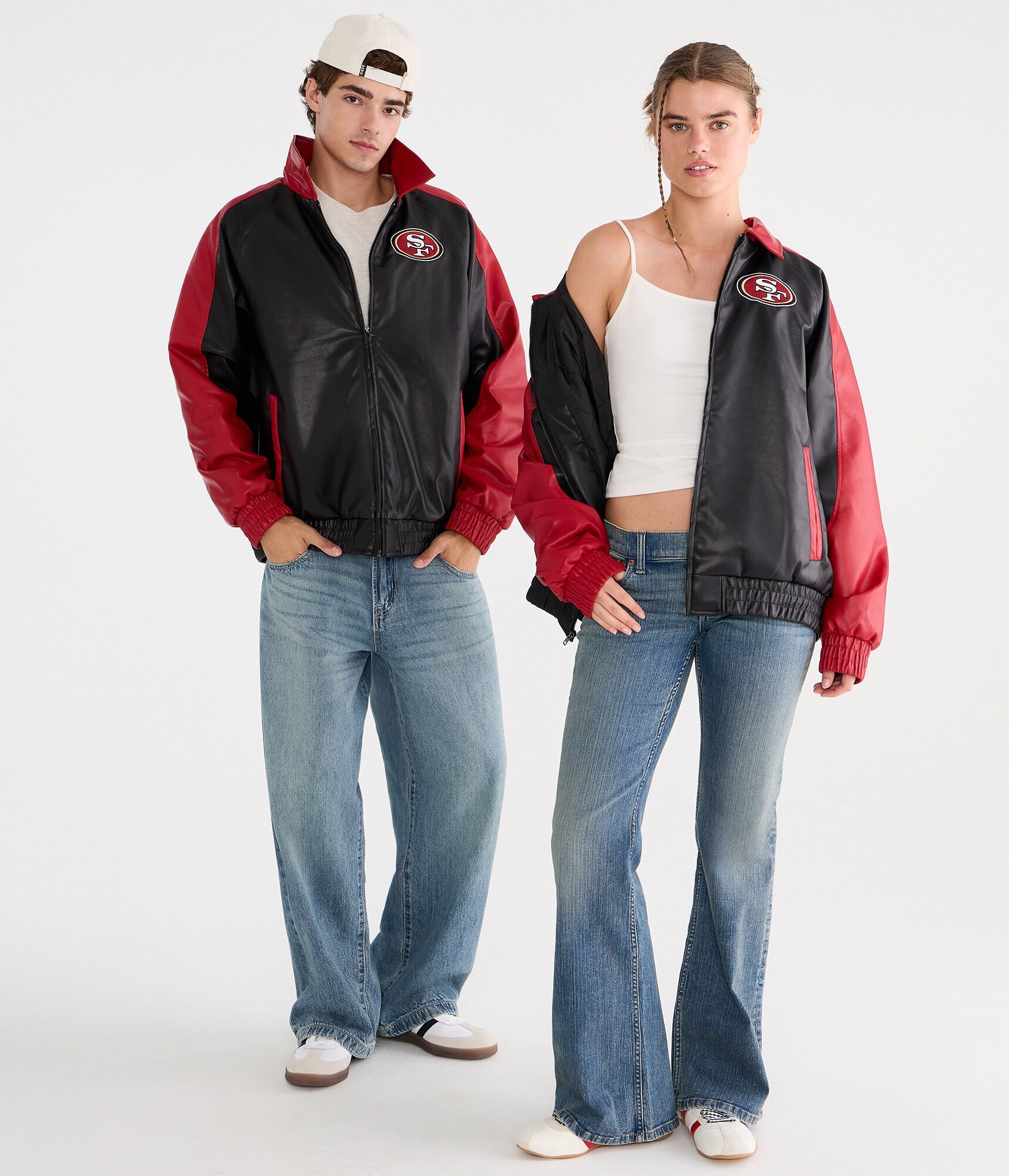 San Francisco 49ers Faux Leather Full-Zip Jacket