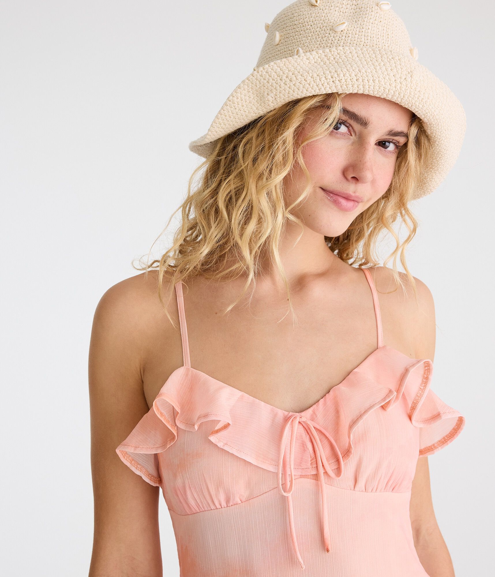 Cloud Print V-Neck Ruffle A-Line Mini Dress