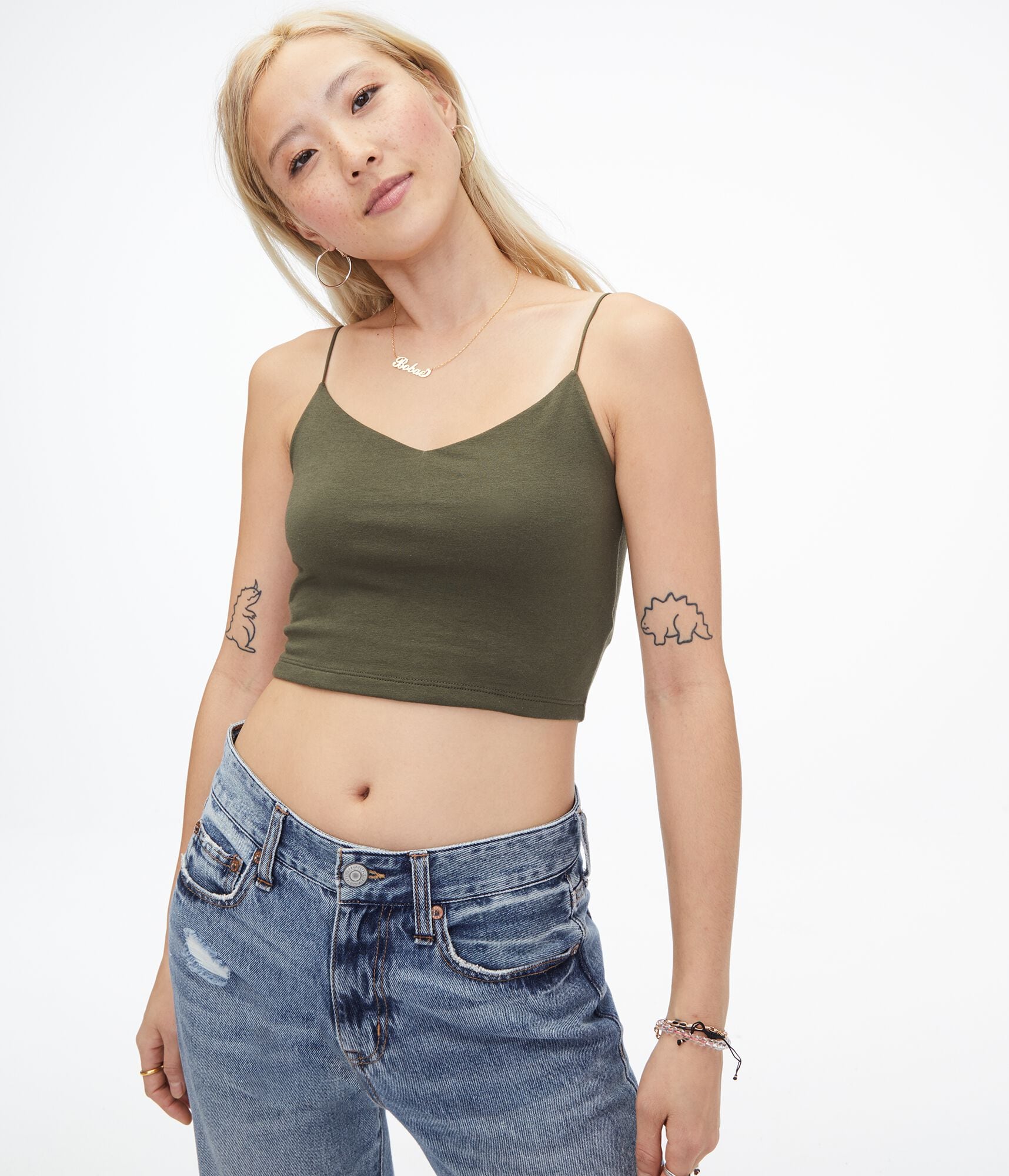 Cropped V-Neck Cami***