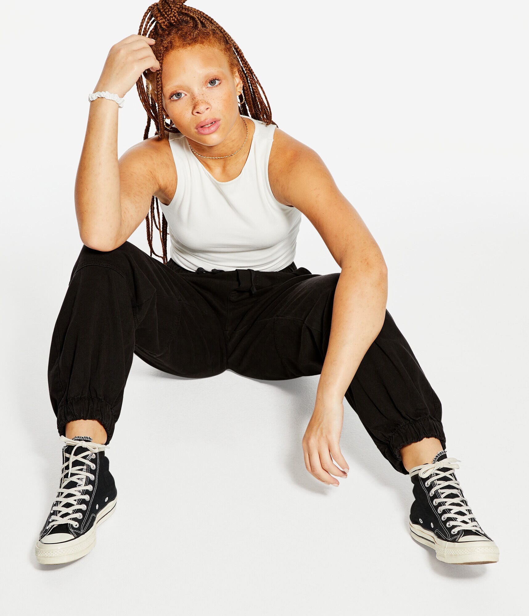 Baggy High-Rise Cinched Cargo Pants