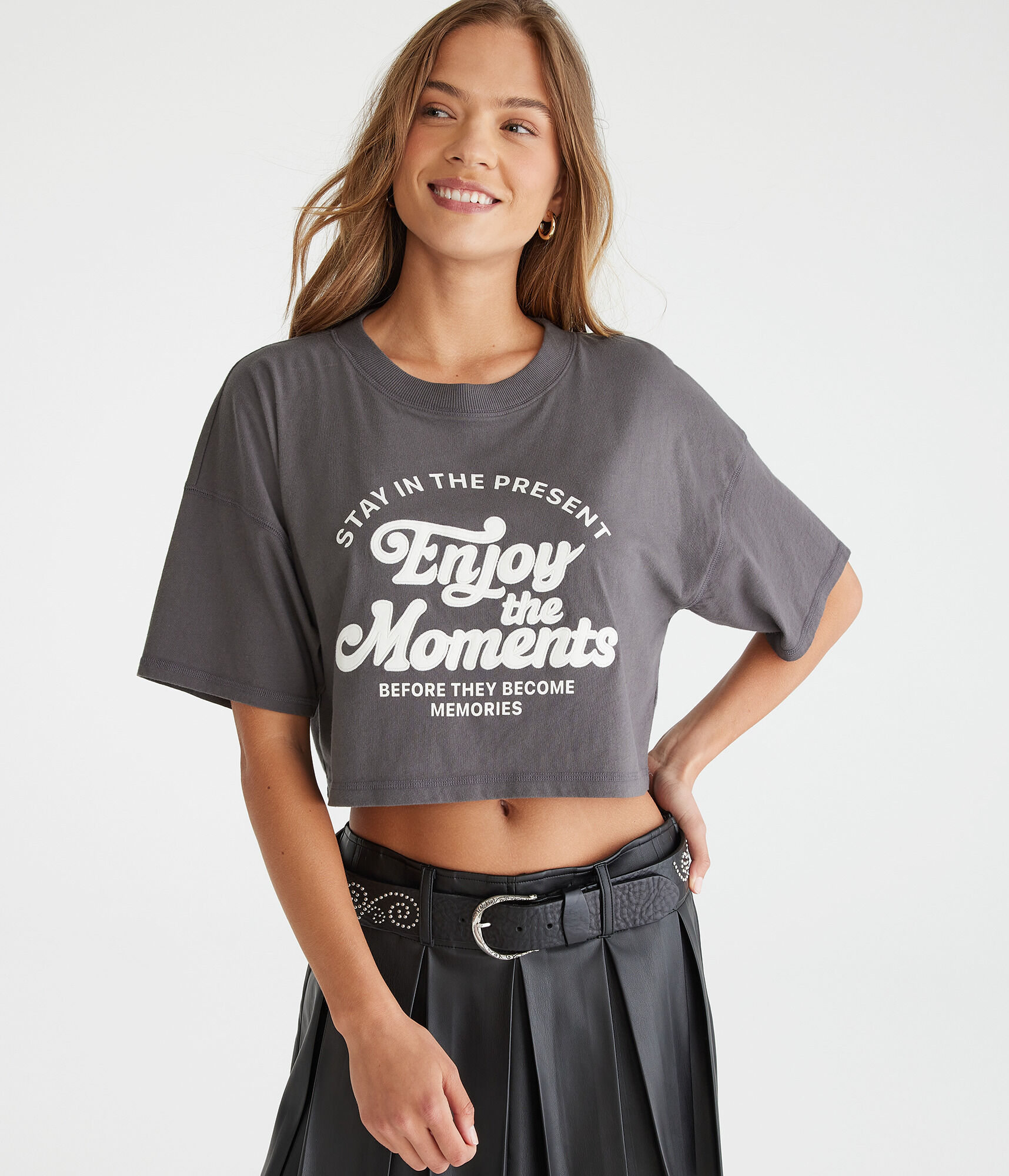 Enjoy The Moments Cropped Boyfriend Graphic Tee