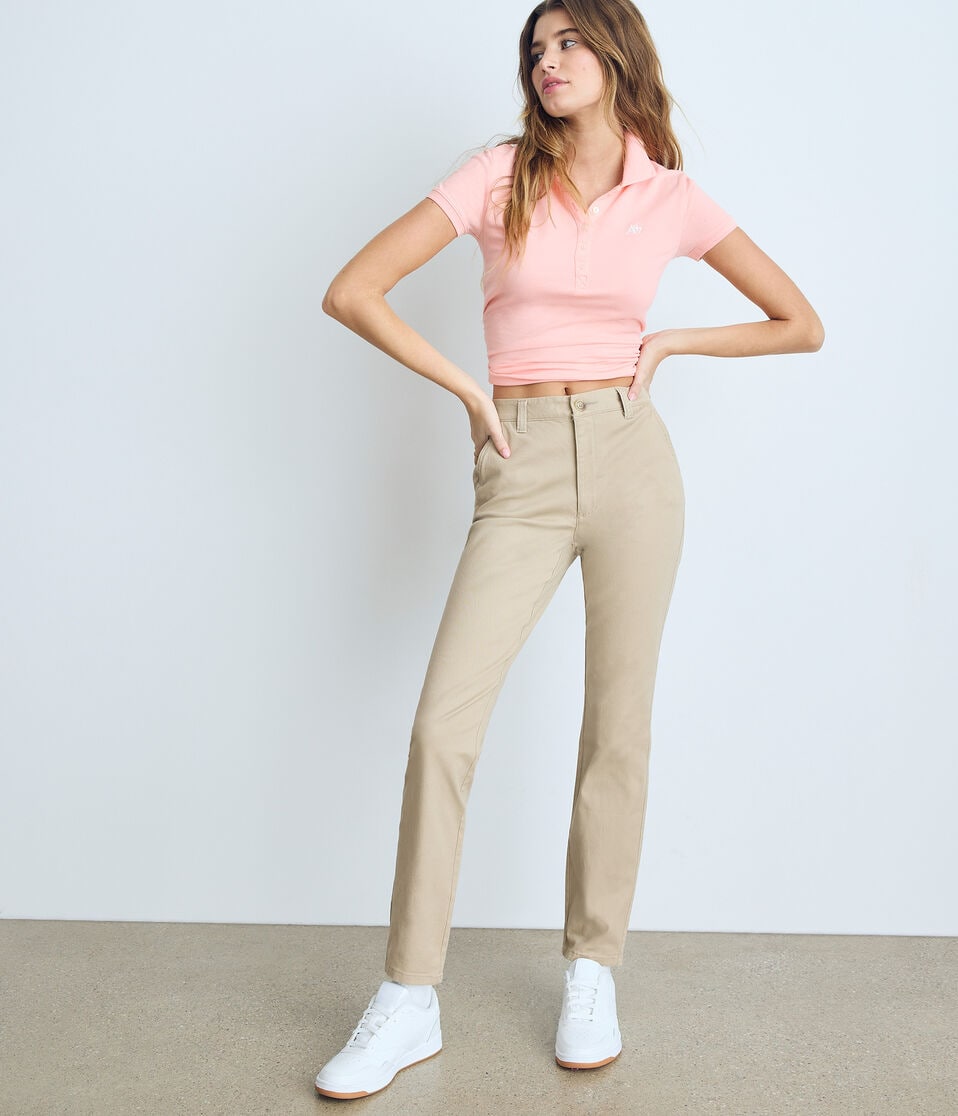 High-Rise Slim Twill Pants