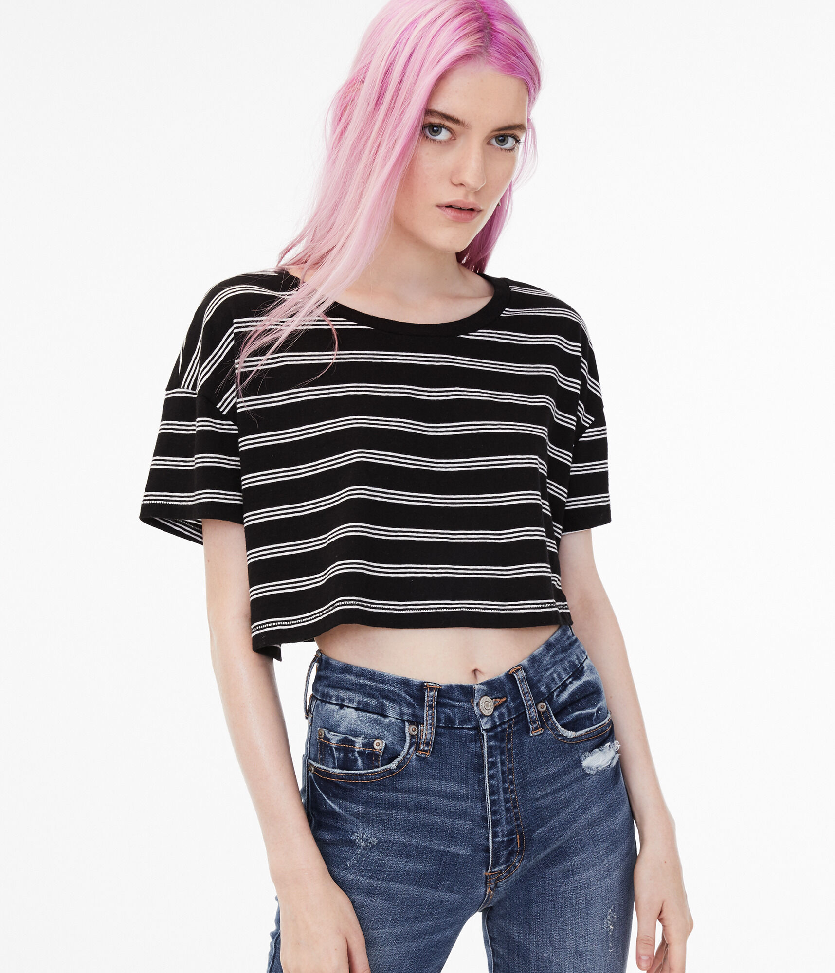 Striped Super-Cropped Tee