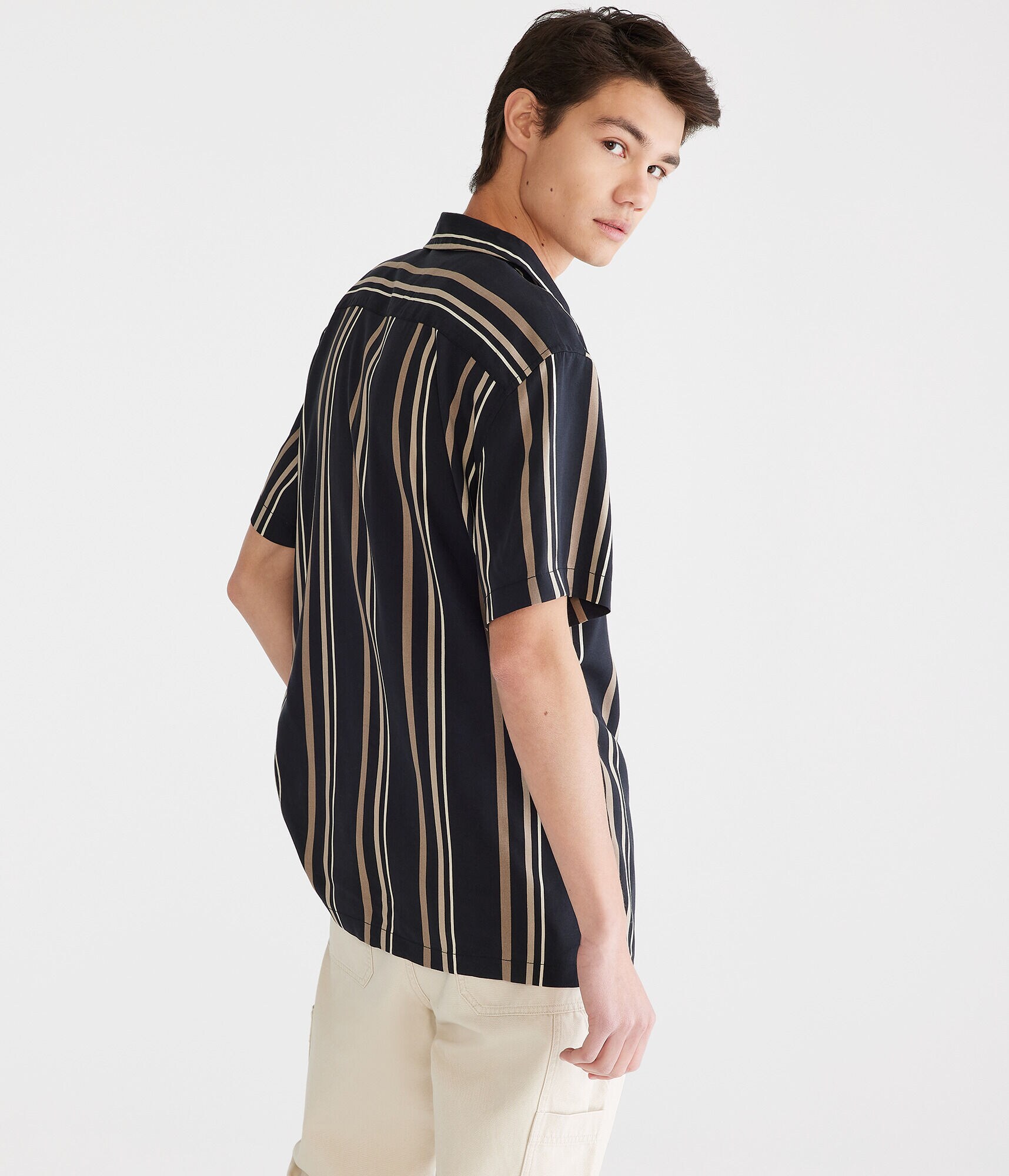 Vertical Stripe Camp Shirt