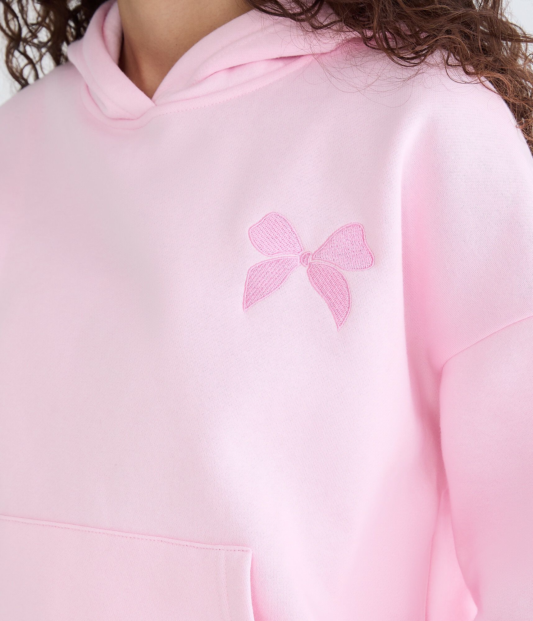 Cloud Soft Embroidered Bow Pullover Hoodie