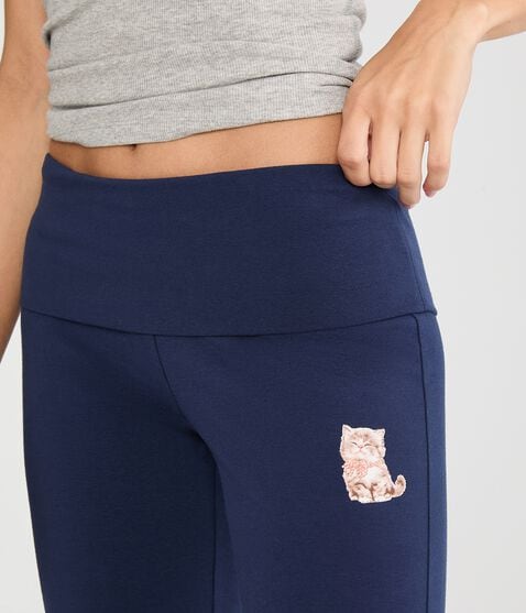 Cloud Soft Cool Girls Love Cats Mid-Rise Fold-Over Flare Leg Pants Cloud Soft Cool Girls Love Cats Mid-Rise Fold-Over Flare Leg Pants