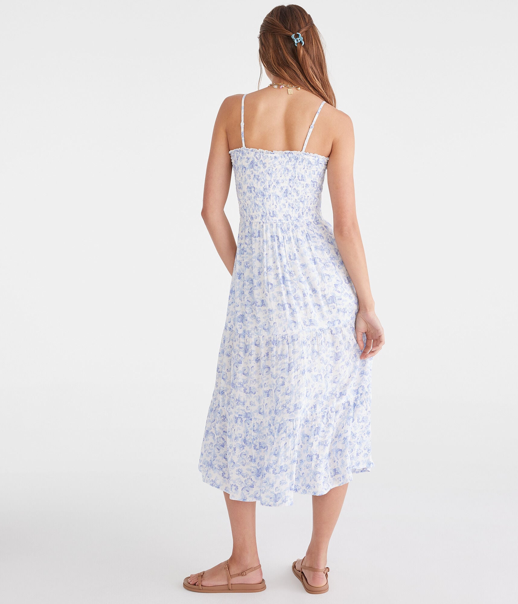 Floral Strapless Smocked Maxi Dress