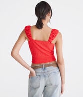Eyelet Square-Neck Crop Top