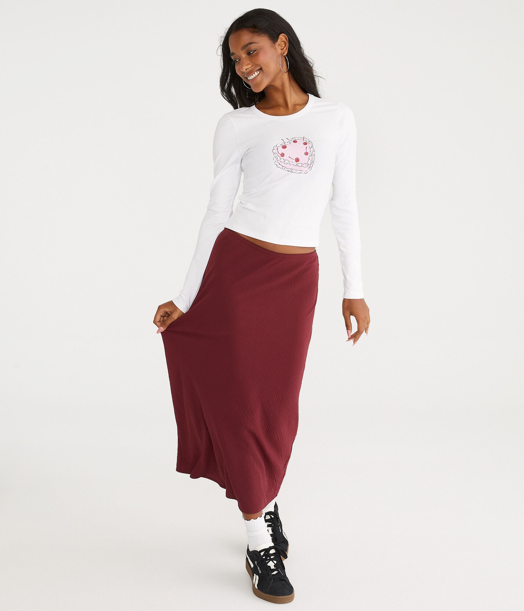 Long Sleeve Cherry Cake Graphic Baby Tee