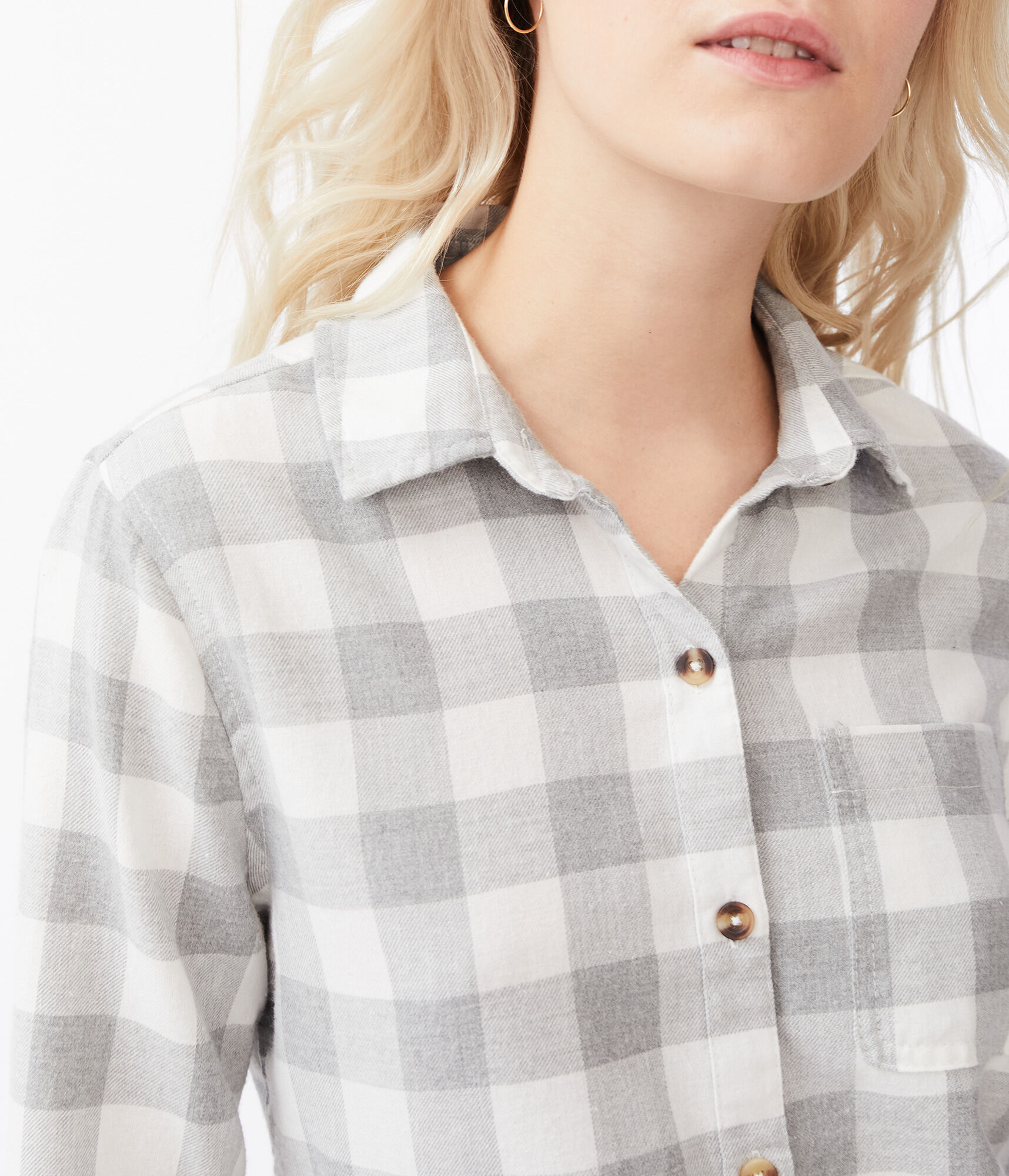 Long Sleeve Plaid Button-Down Shirt