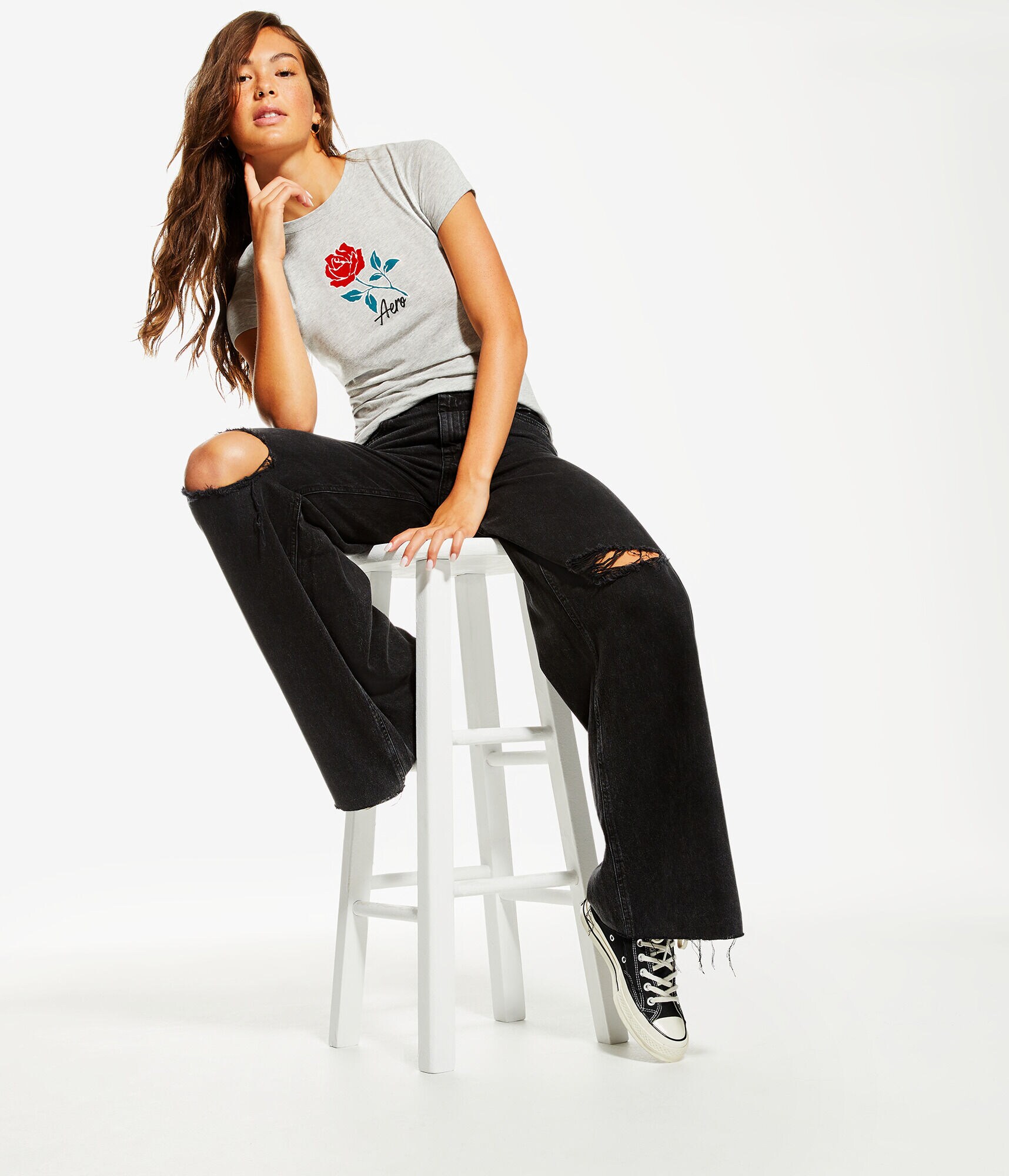 Aero Flocked Rose Graphic Tee