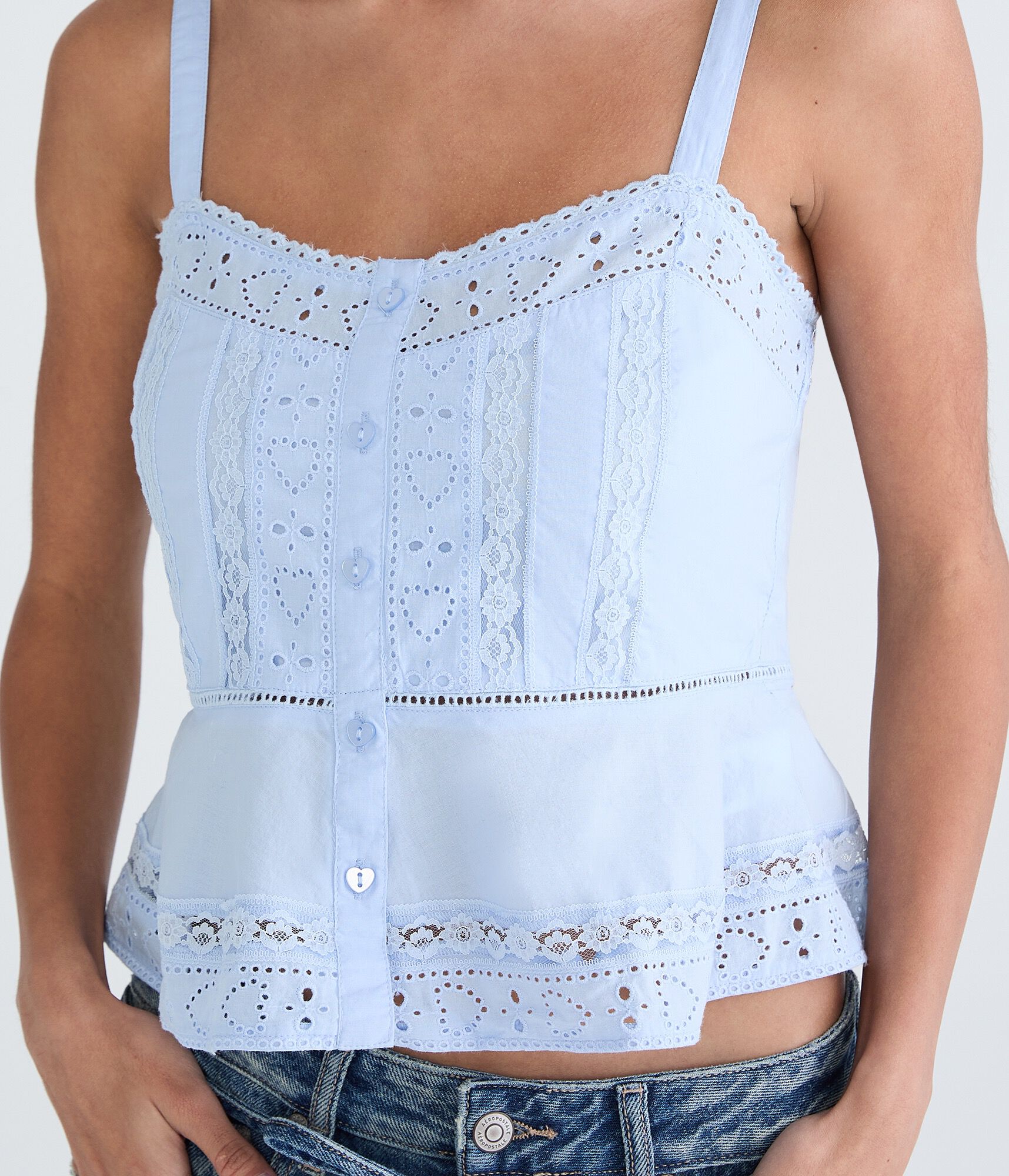 Heart Eyelet &amp;amp; Lace Cami