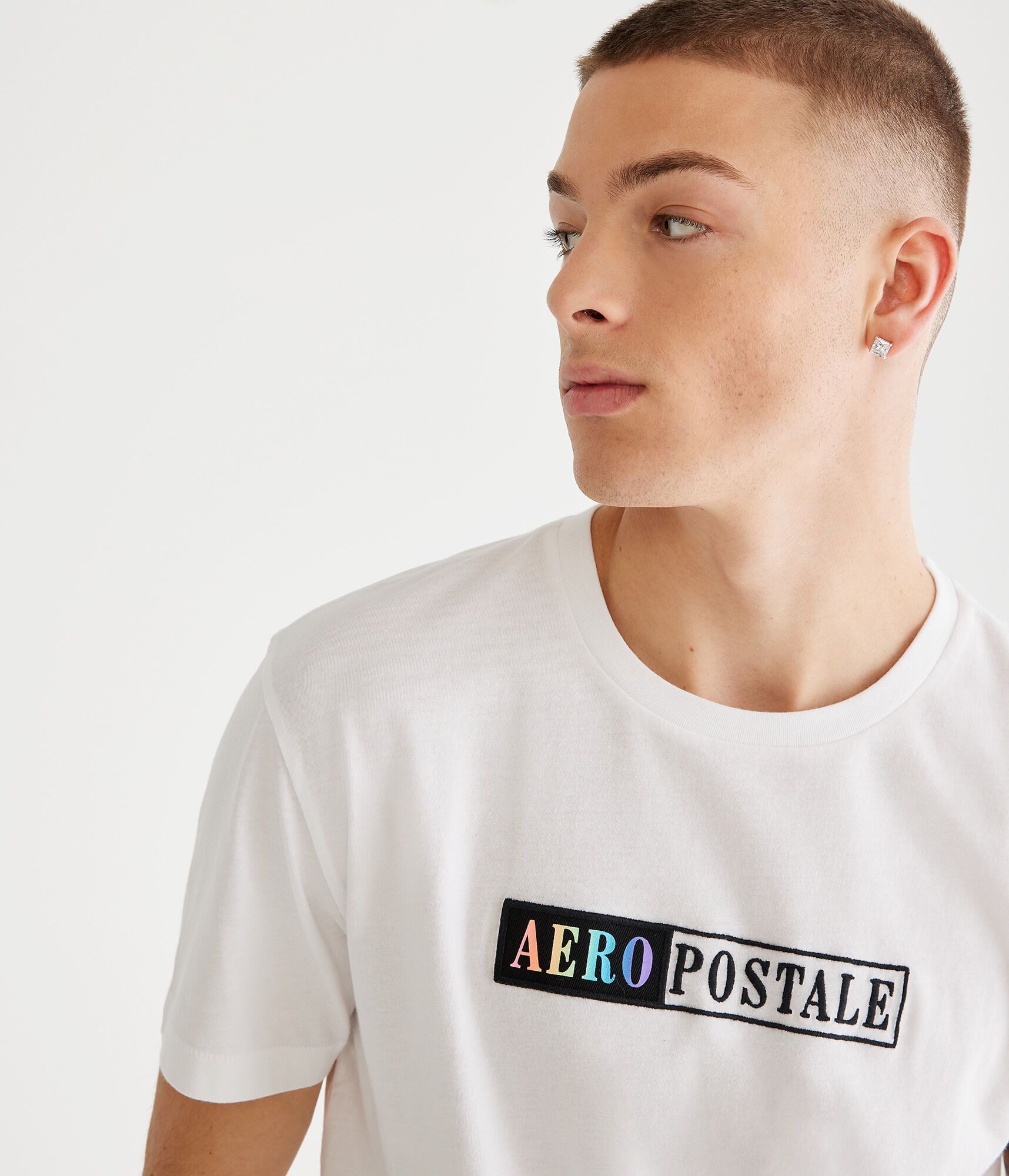 Aeropostale Rainbow Box Logo Appliqu&eacute; Graphic Tee