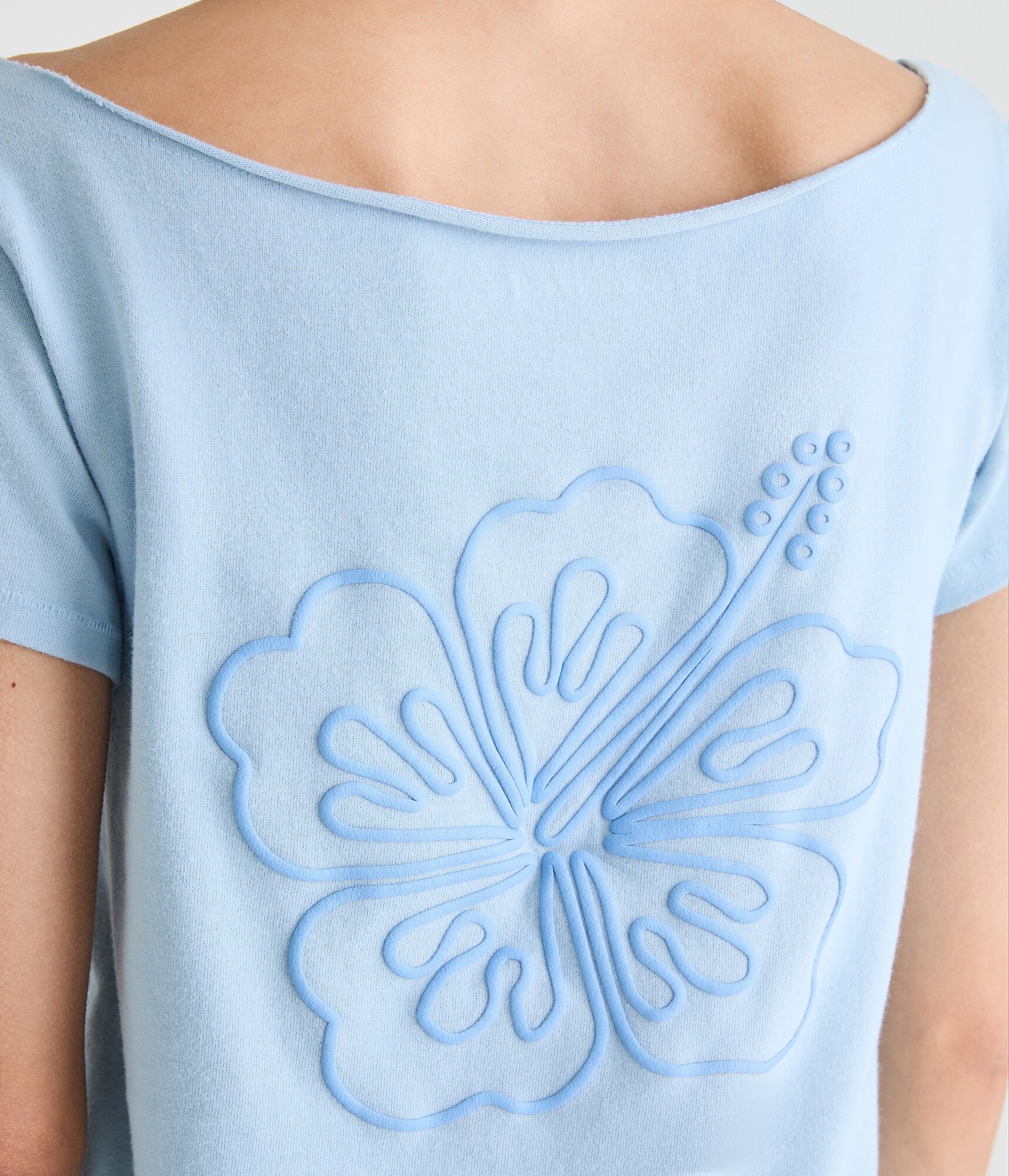 Seriously Soft Hibiscus Off-The-Shoulder Vintage Fit Graphic Tee