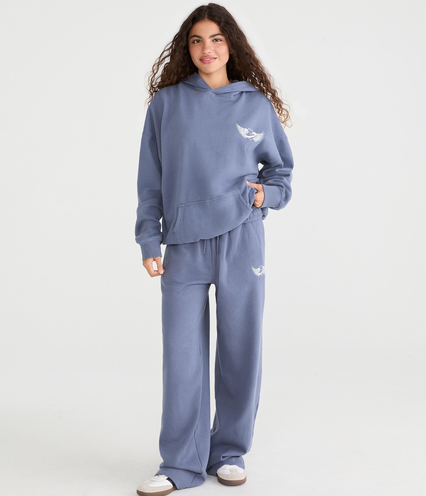 Cloud Soft Winged Heart High-Waisted Straight Leg Sweatpants