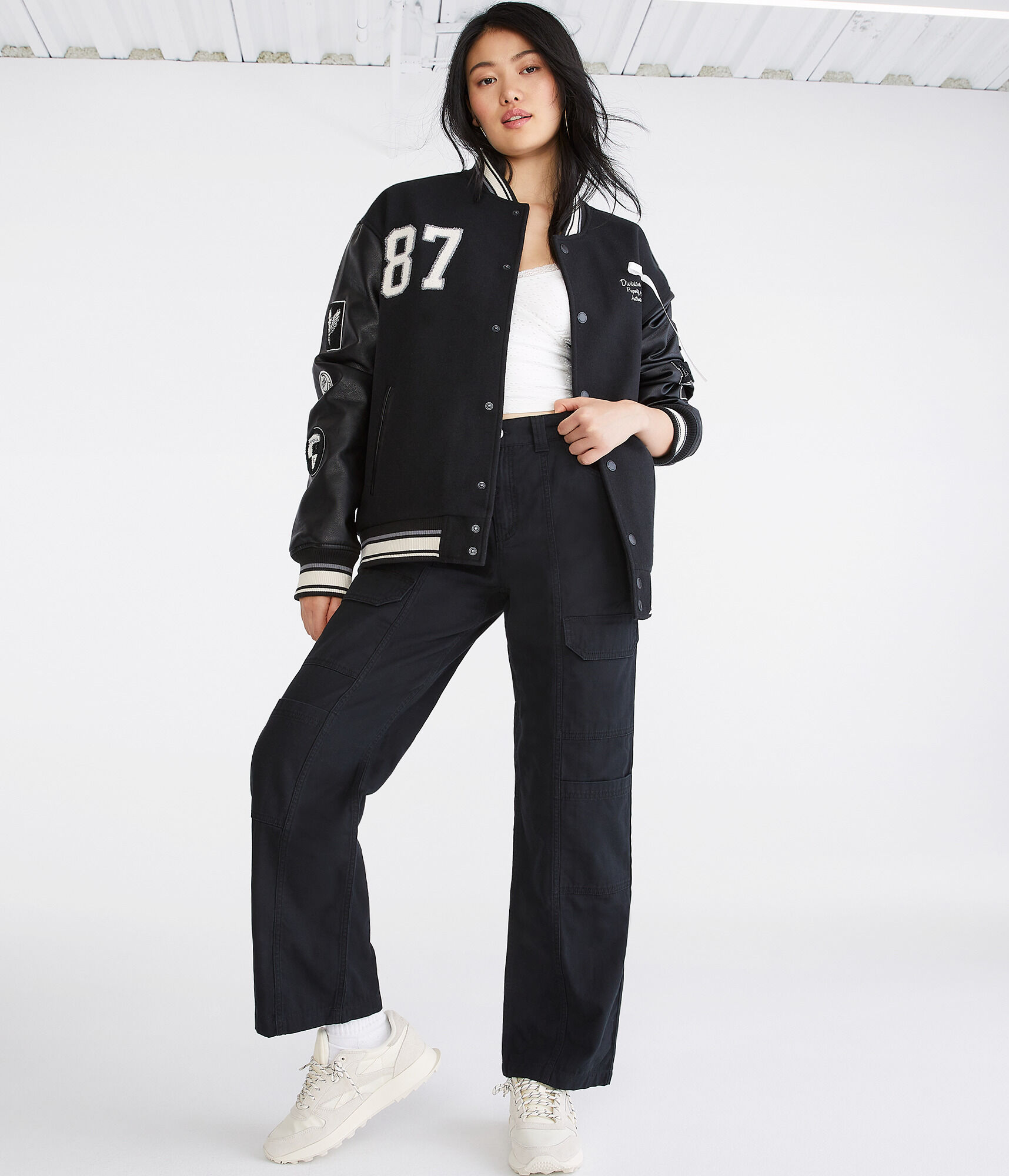 ☆人気☆【MLB】☆Women's Basic Varsity Cargo Wide Pant.s☆ ☆送料・関税込☆MLB☆Women´s Basic Varsity Cargo Wide Pants