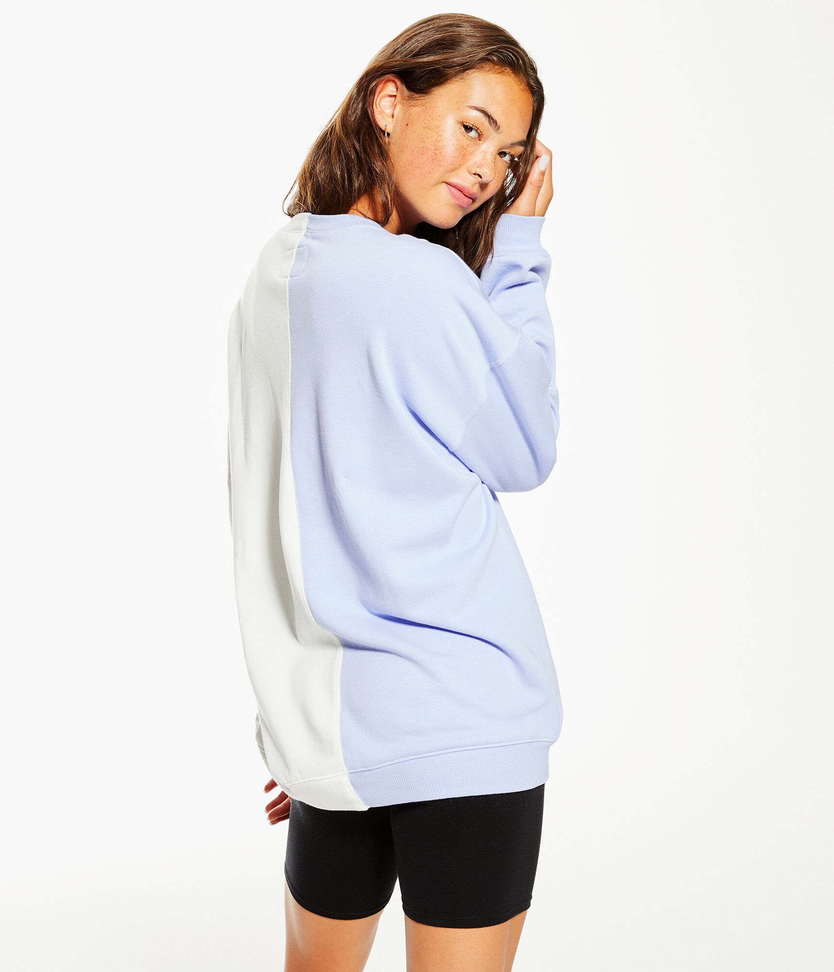 New York Los Angeles Spliced Oversized Crew Sweatshirt