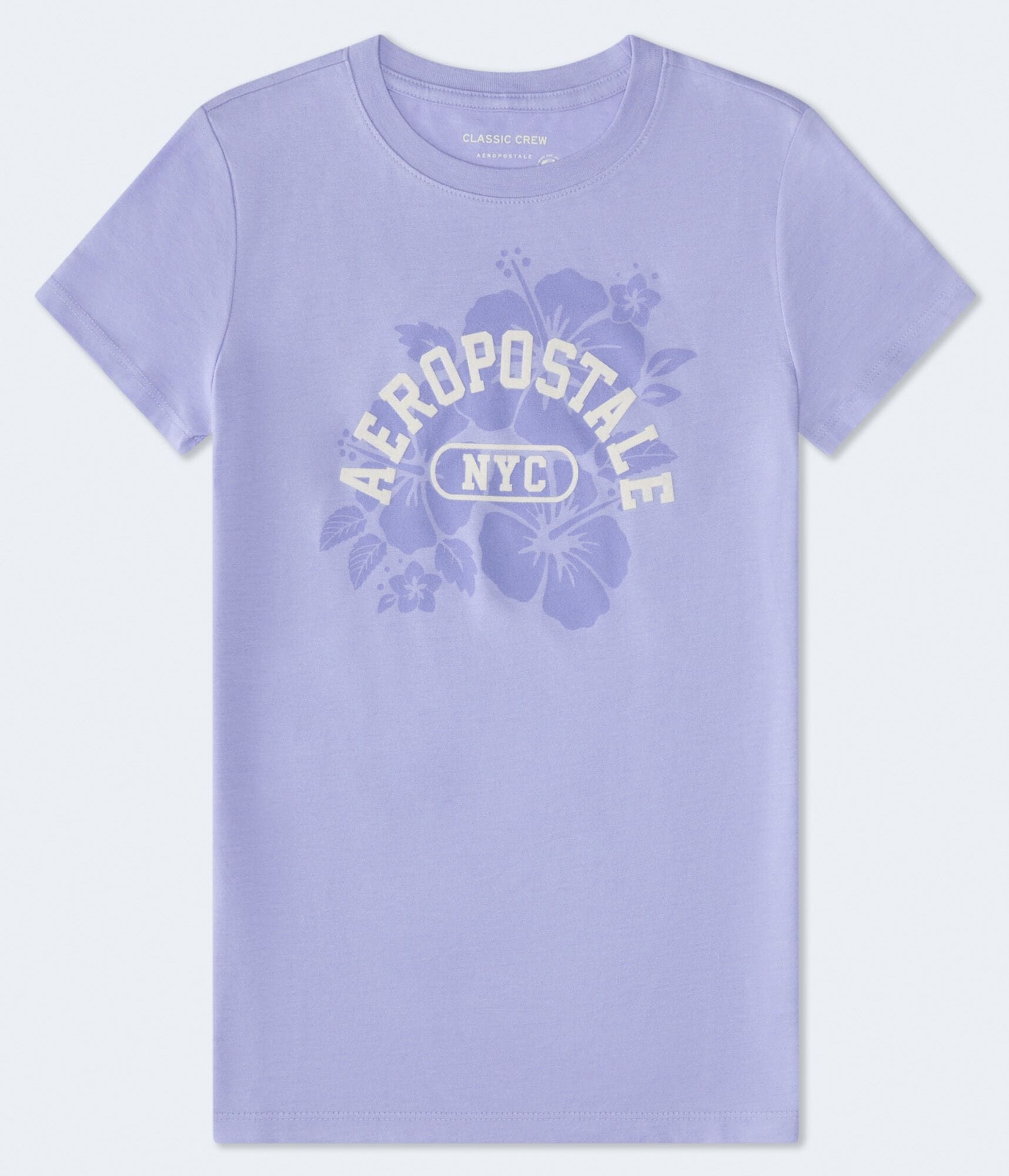 Aeropostale NYC Hibiscus Flocked Graphic Tee