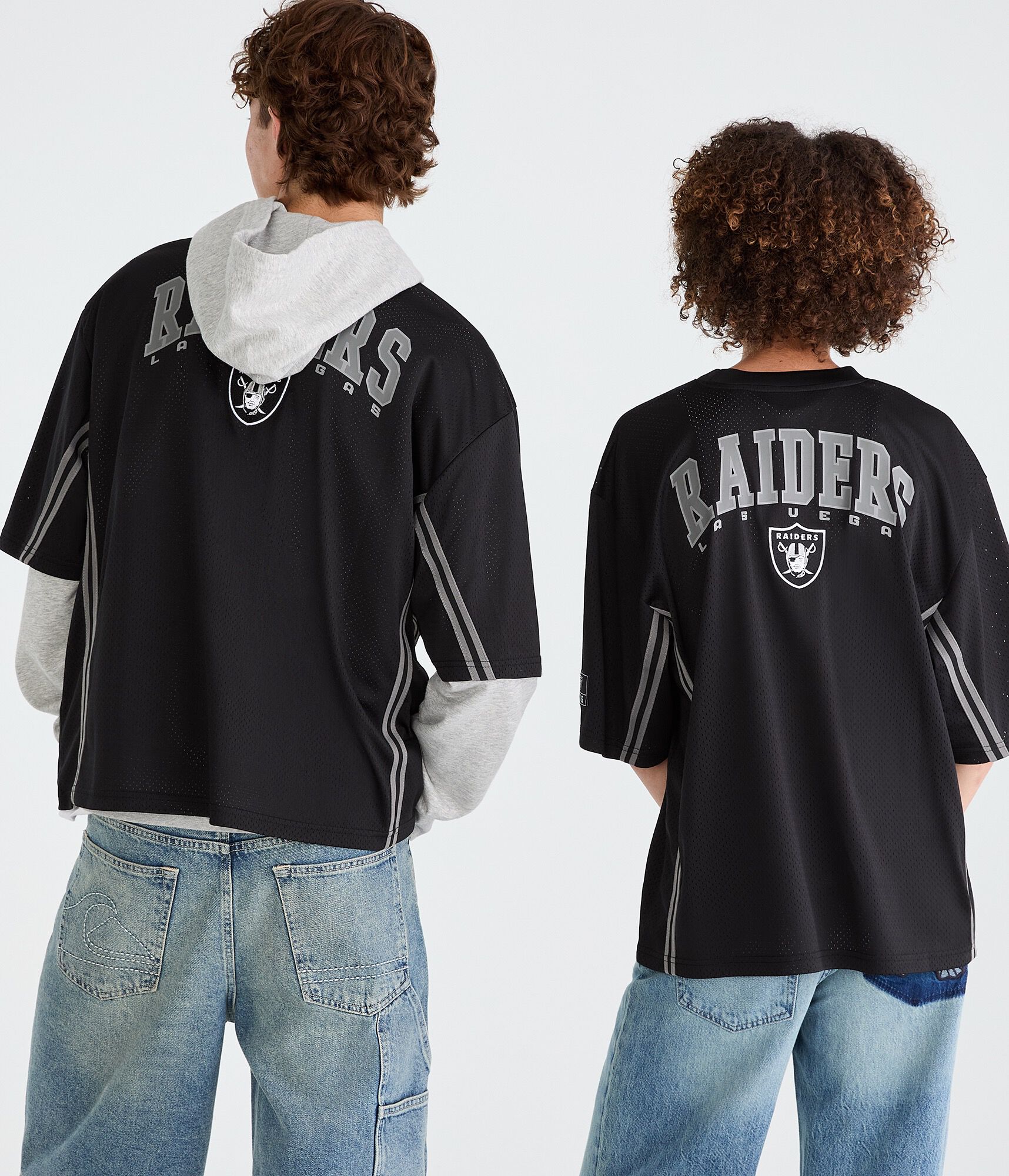 Las Vegas Raiders Striped Mesh Top